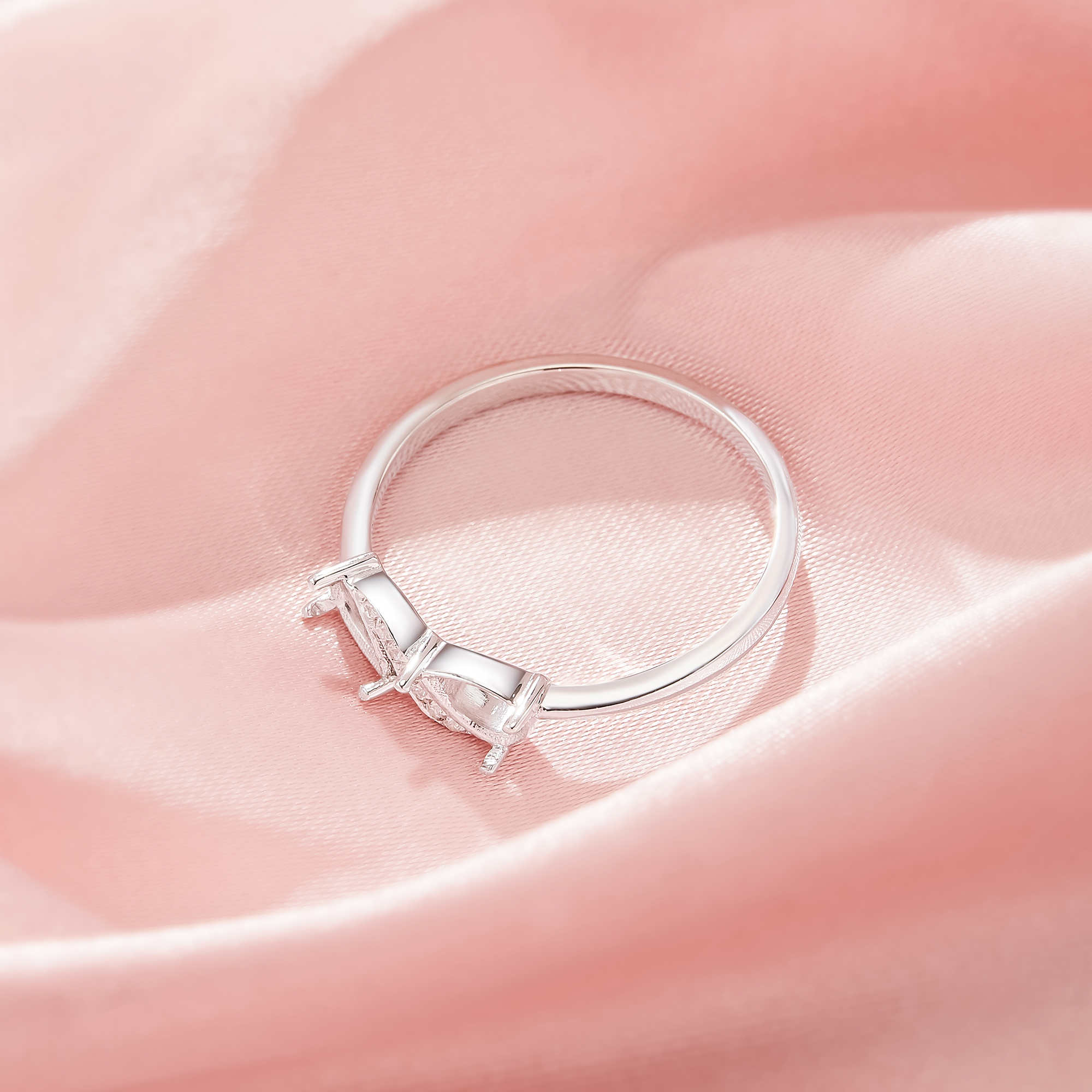 Two Stones 4x6MM Pear Prong Ring Settings,Infinity Solid 925 Sterling Silver Ring,CZ Stone Art Deco DIY Ring Supplies 1295037-1