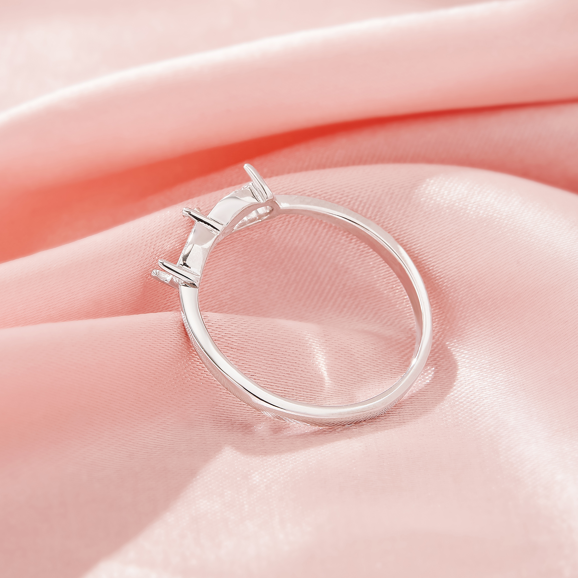 Two Stones 4x6MM Pear Prong Ring Settings,Infinity Solid 925 Sterling Silver Ring,CZ Stone Art Deco DIY Ring Supplies 1295037-1