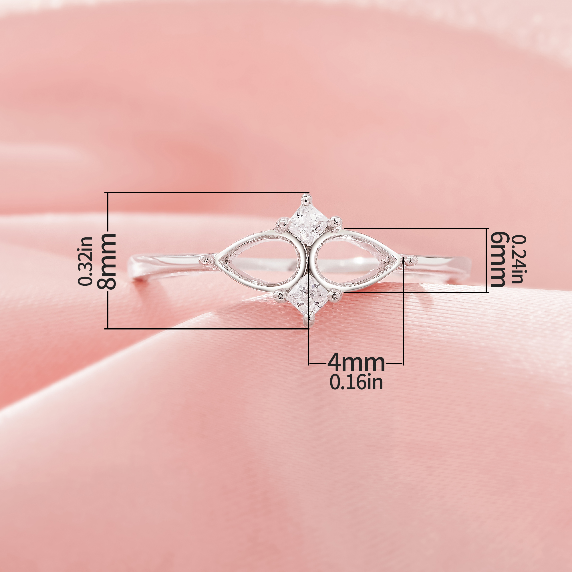 Two Stones 4x6MM Pear Prong Ring Settings,Solid 925 Sterling Silver Ring,Vintage Styles CZ Stone Art Deco DIY Ring Supplies 1295038-1