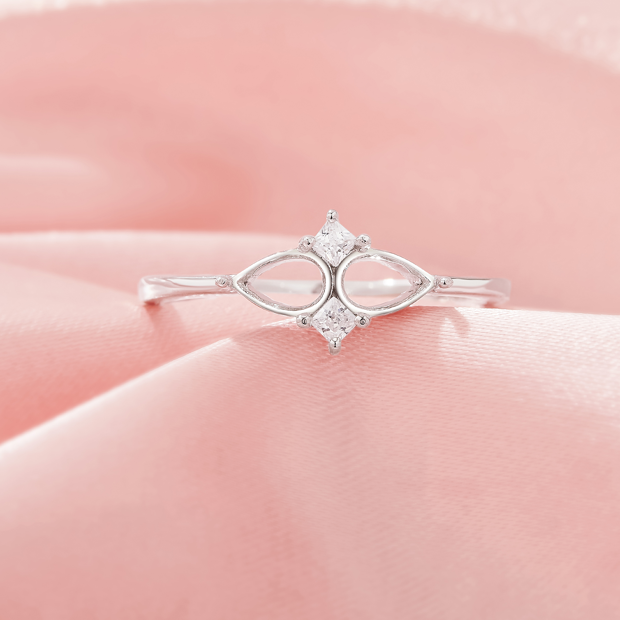 Two Stones 4x6MM Pear Prong Ring Settings,Solid 925 Sterling Silver Ring,Vintage Styles CZ Stone Art Deco DIY Ring Supplies 1295038-1