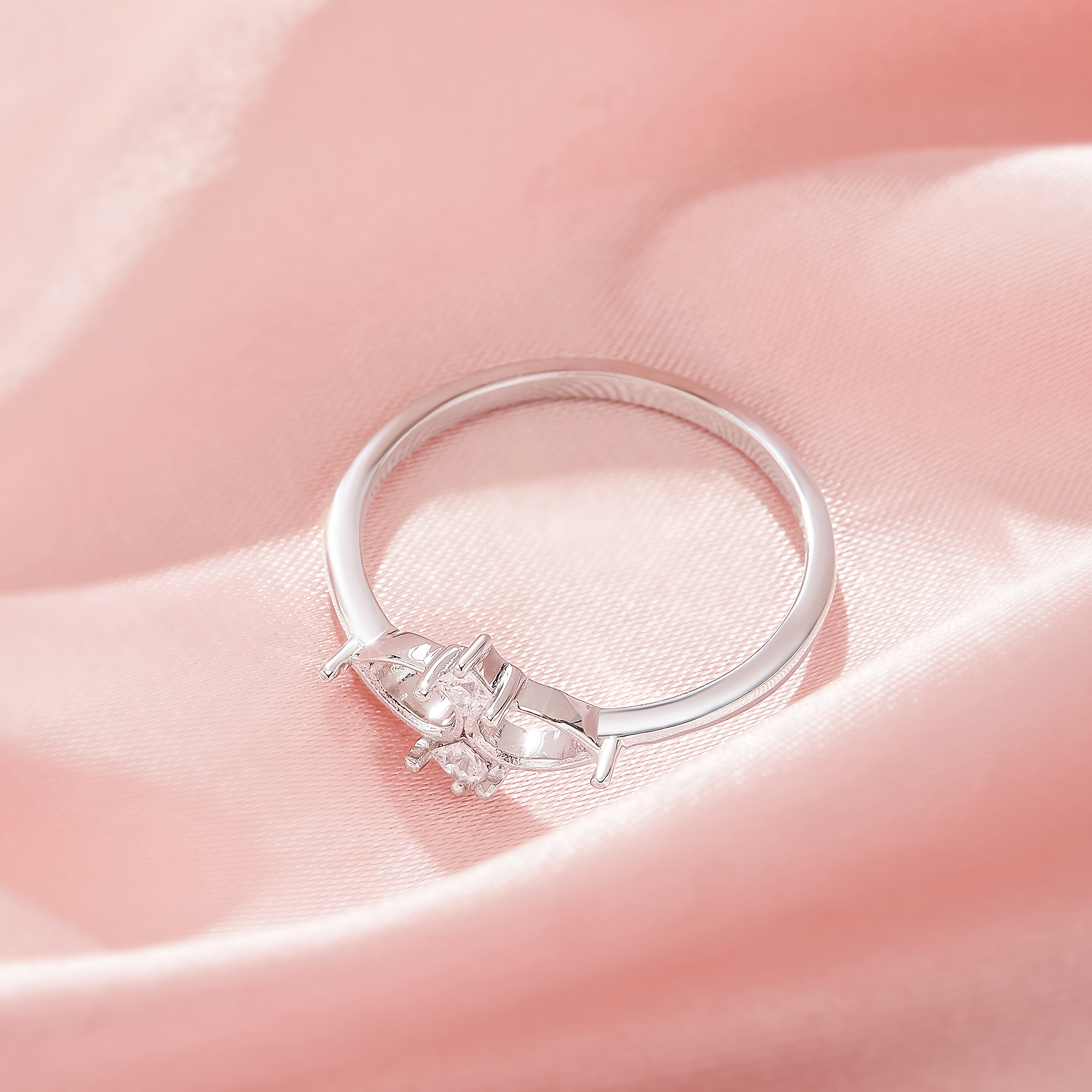 Two Stones 4x6MM Pear Prong Ring Settings,Solid 925 Sterling Silver Ring,Vintage Styles CZ Stone Art Deco DIY Ring Supplies 1295038-1