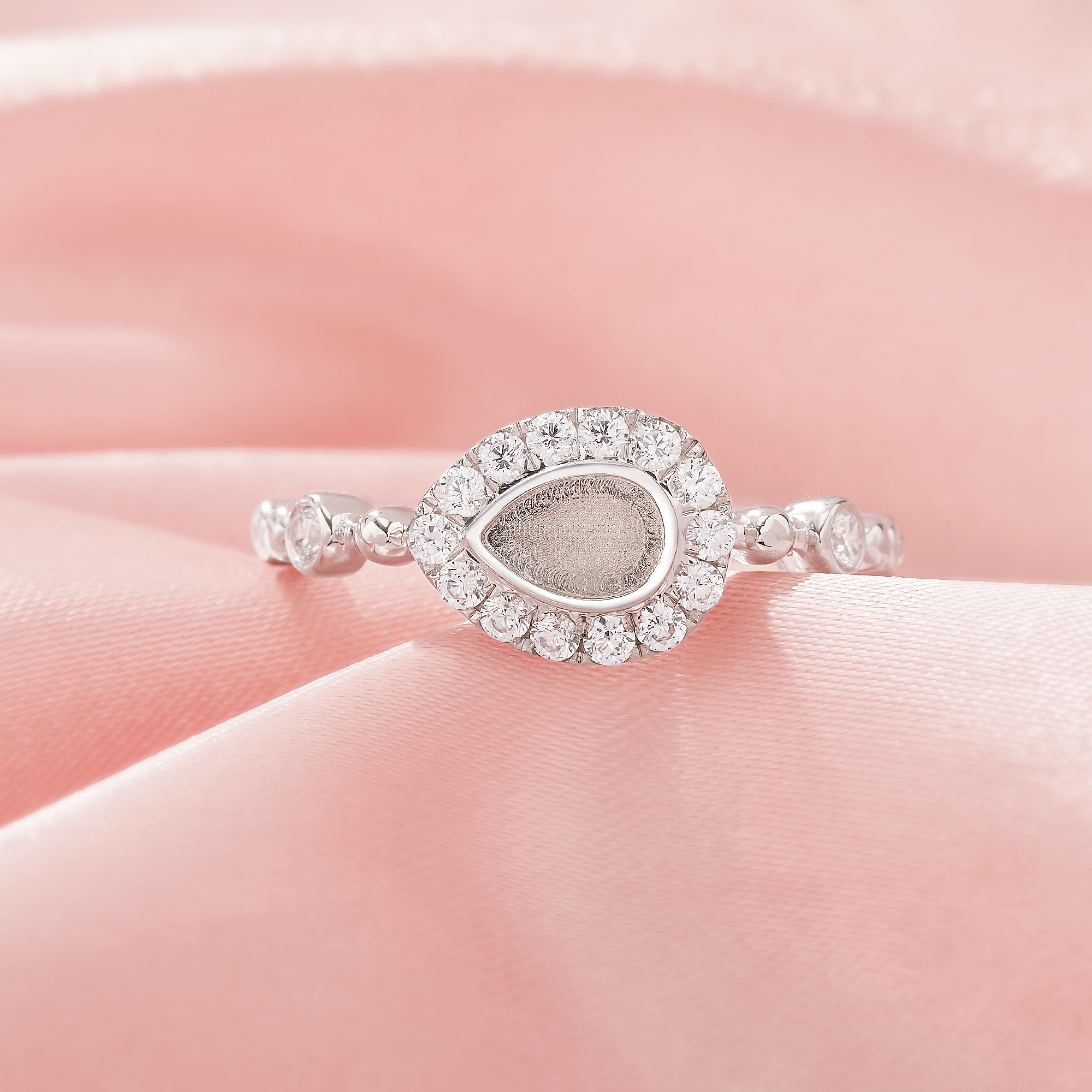 4x6MM Keepsake Breast Milk Resin Pear Bezel Ring Settings,Solid 925 Sterling Silver Ring,CZ Stone Art Deco Solid Back Ring,DIY Ring Supplies 1295039-1