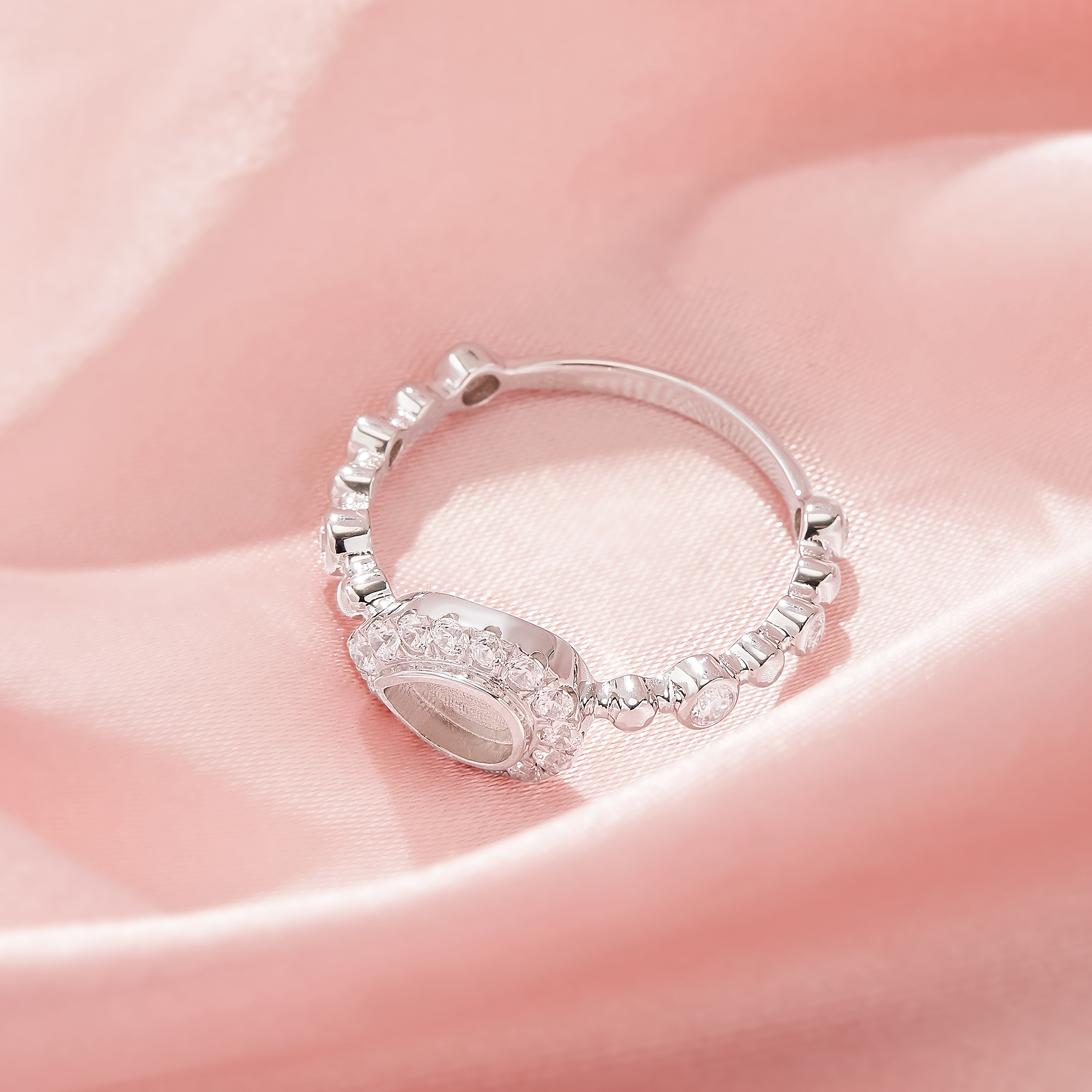 4x6MM Keepsake Breast Milk Resin Pear Bezel Ring Settings,Solid 925 Sterling Silver Ring,CZ Stone Art Deco Solid Back Ring,DIY Ring Supplies 1295039-1