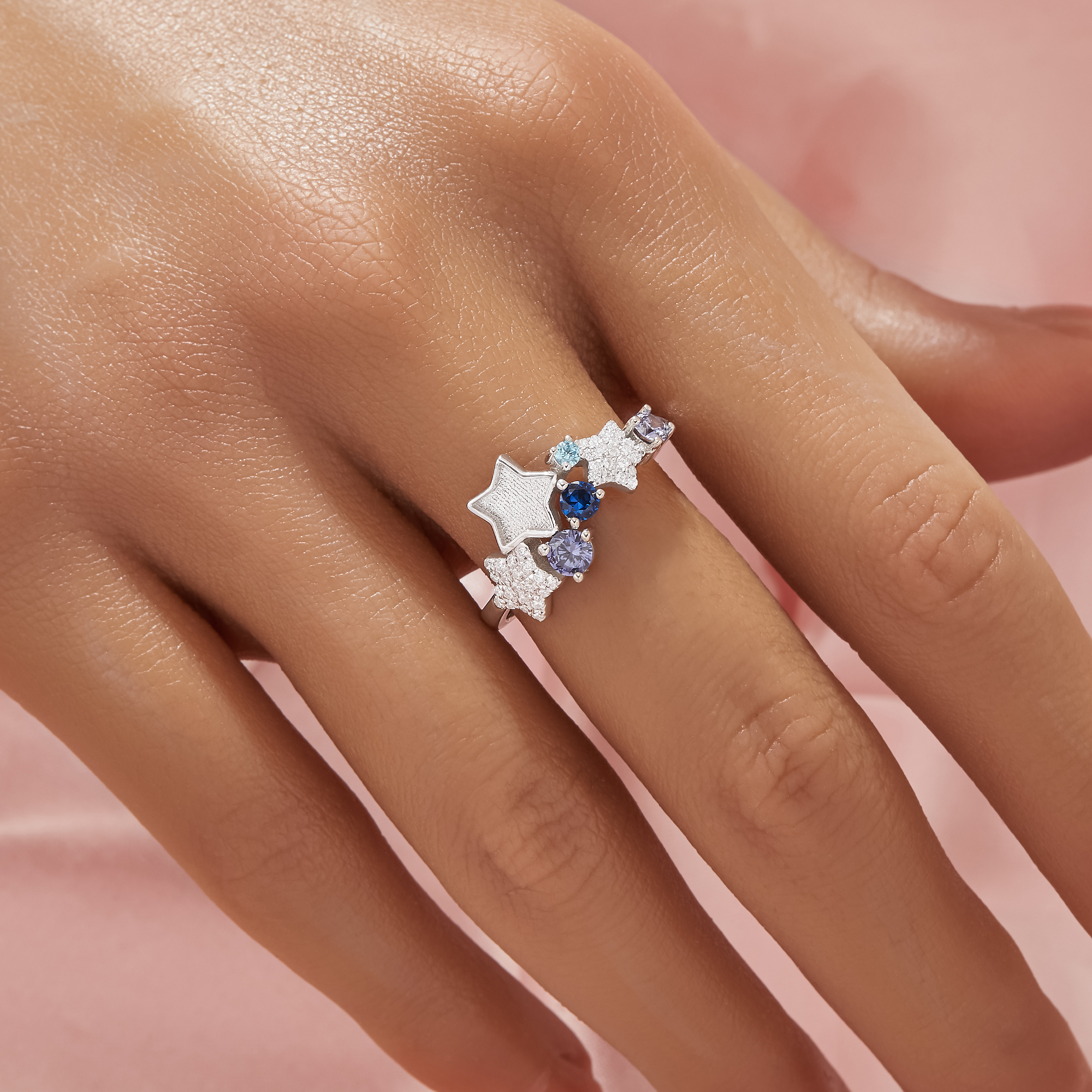 Keepsake Breast Milk Resin Star Bezel Ring Settings,Solid 925 Sterling Silver Ring,Color CZ Stone Art Deco Solid Back Ring,DIY Ring Supplies 1295040-1