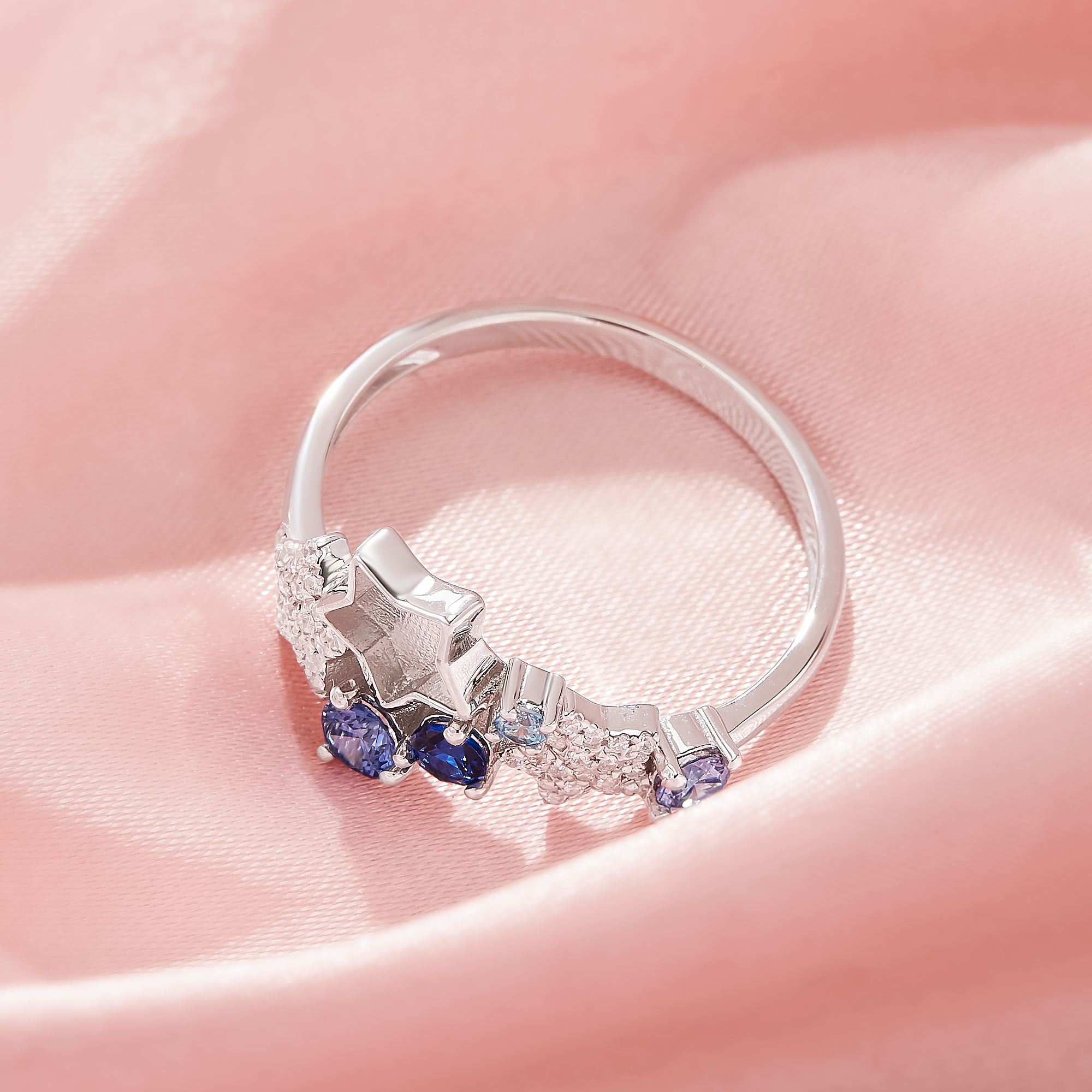 Keepsake Breast Milk Resin Star Bezel Ring Settings,Solid 925 Sterling Silver Ring,Color CZ Stone Art Deco Solid Back Ring,DIY Ring Supplies 1295040-1