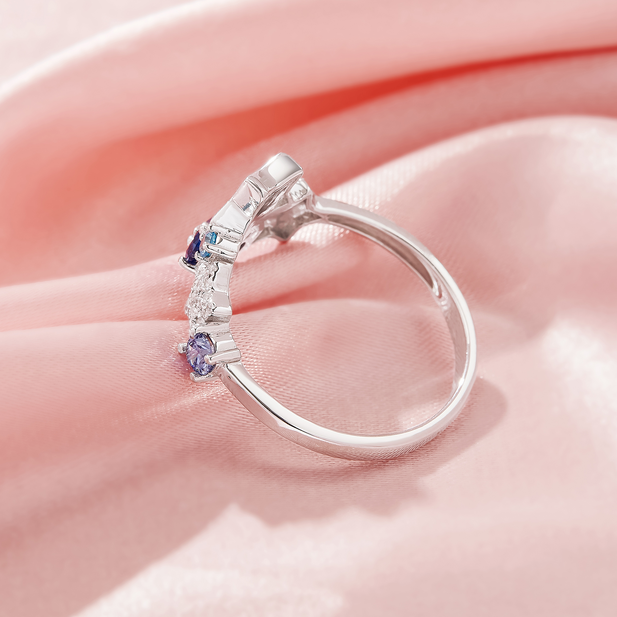 Keepsake Breast Milk Resin Star Bezel Ring Settings,Solid 925 Sterling Silver Ring,Color CZ Stone Art Deco Solid Back Ring,DIY Ring Supplies 1295040-1