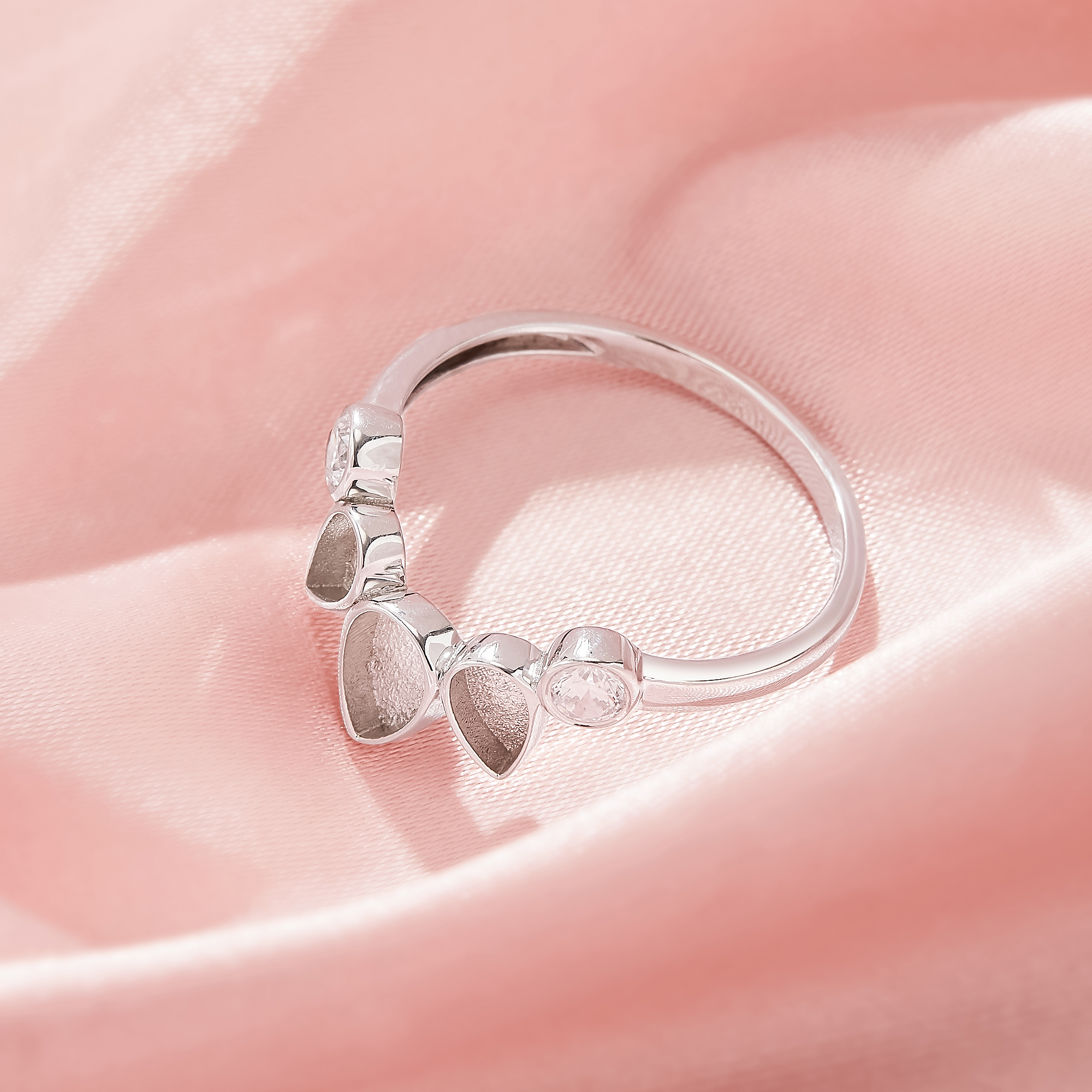 Three Stones Keepsake Breast Milk Resin Pear Bezel Ring Settings,Solid 925 Sterling Silver Ring,CZ Stone Art Deco Solid Back Ring,DIY Ring Supplies 1295041-1