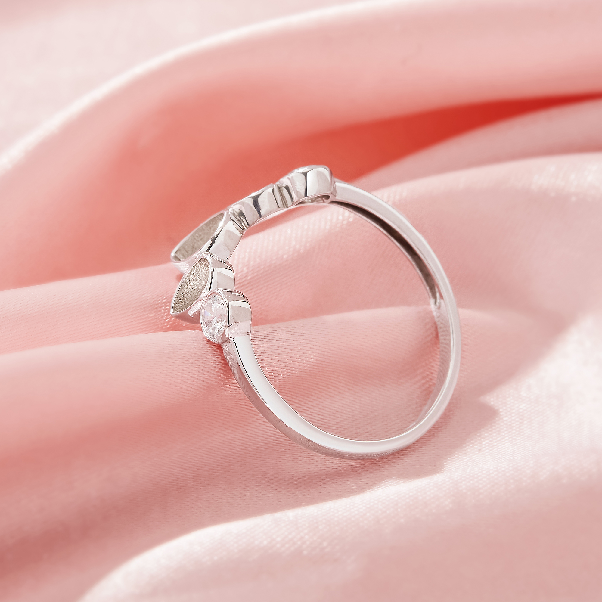 Three Stones Keepsake Breast Milk Resin Pear Bezel Ring Settings,Solid 925 Sterling Silver Ring,CZ Stone Art Deco Solid Back Ring,DIY Ring Supplies 1295041-1