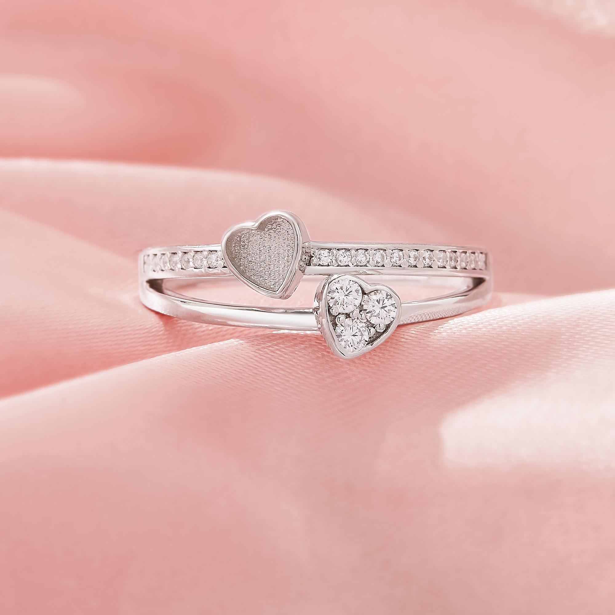 4MM Keepsake Breast Milk Resin Heart Bezel Ring Settings,Solid 925 Sterling Silver Ring,CZ Stone Heart Deco Solid Back Ring,DIY Ring Supplies 1295043-1