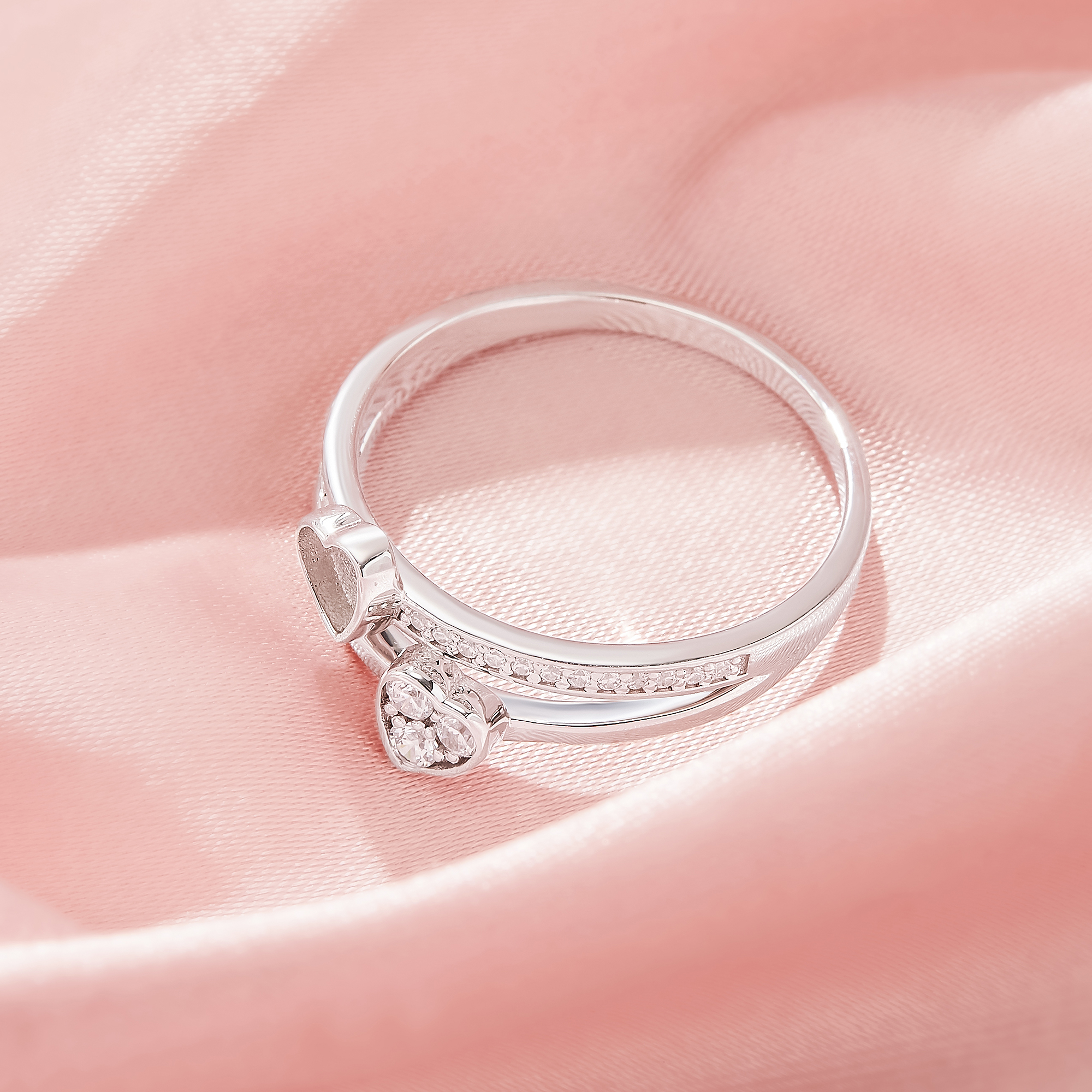 4MM Keepsake Breast Milk Resin Heart Bezel Ring Settings,Solid 925 Sterling Silver Ring,CZ Stone Heart Deco Solid Back Ring,DIY Ring Supplies 1295043-1