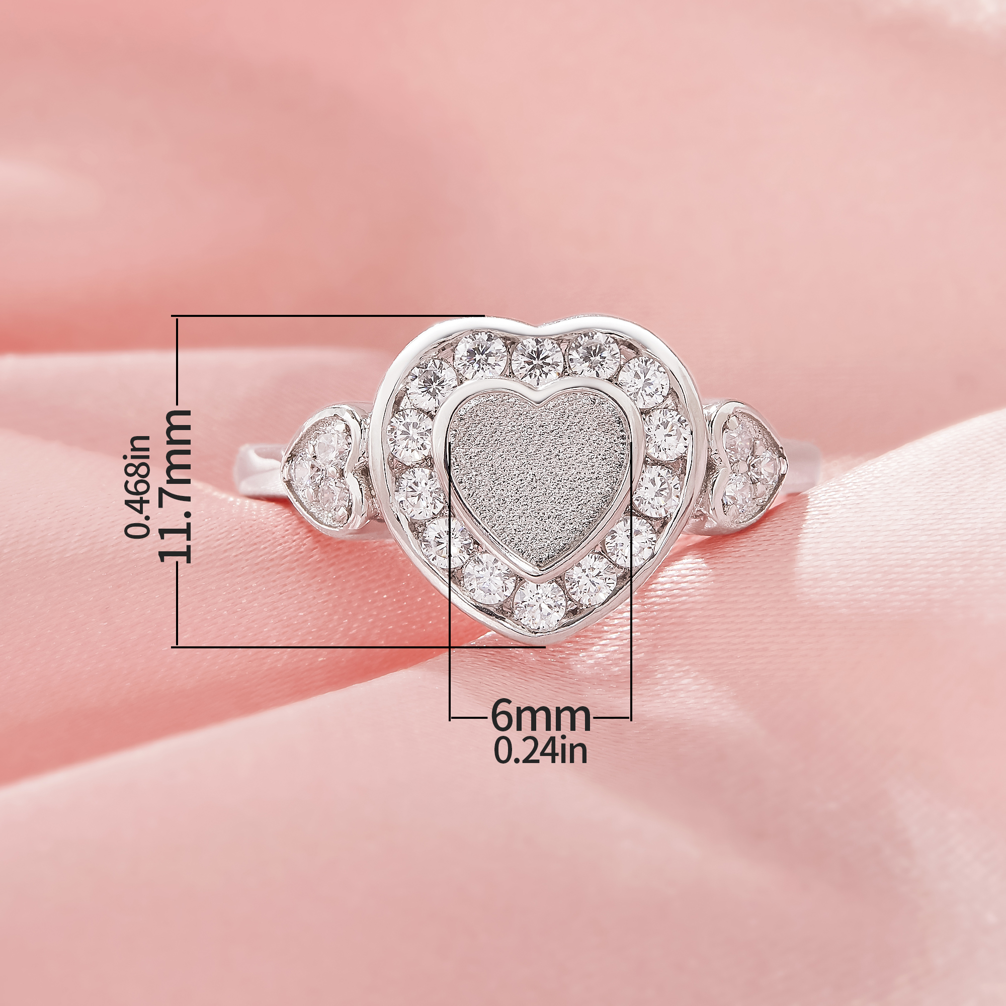 Keepsake Breast Milk Resin Heart Bezel Ring Settings,Solid 925 Sterling Silver Ring,Vintage Styles CZ Stone Heart Solid Back Ring,DIY Ring Supplies 1295046-1