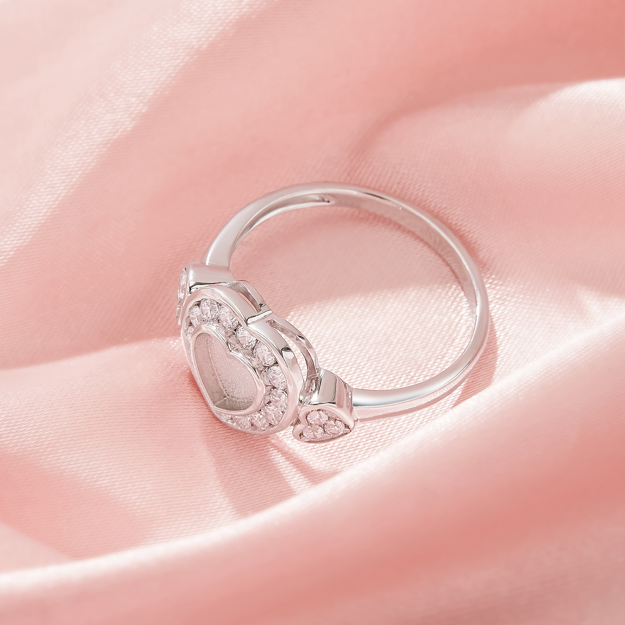 Keepsake Breast Milk Resin Heart Bezel Ring Settings,Solid 925 Sterling Silver Ring,Vintage Styles CZ Stone Heart Solid Back Ring,DIY Ring Supplies 1295046-1