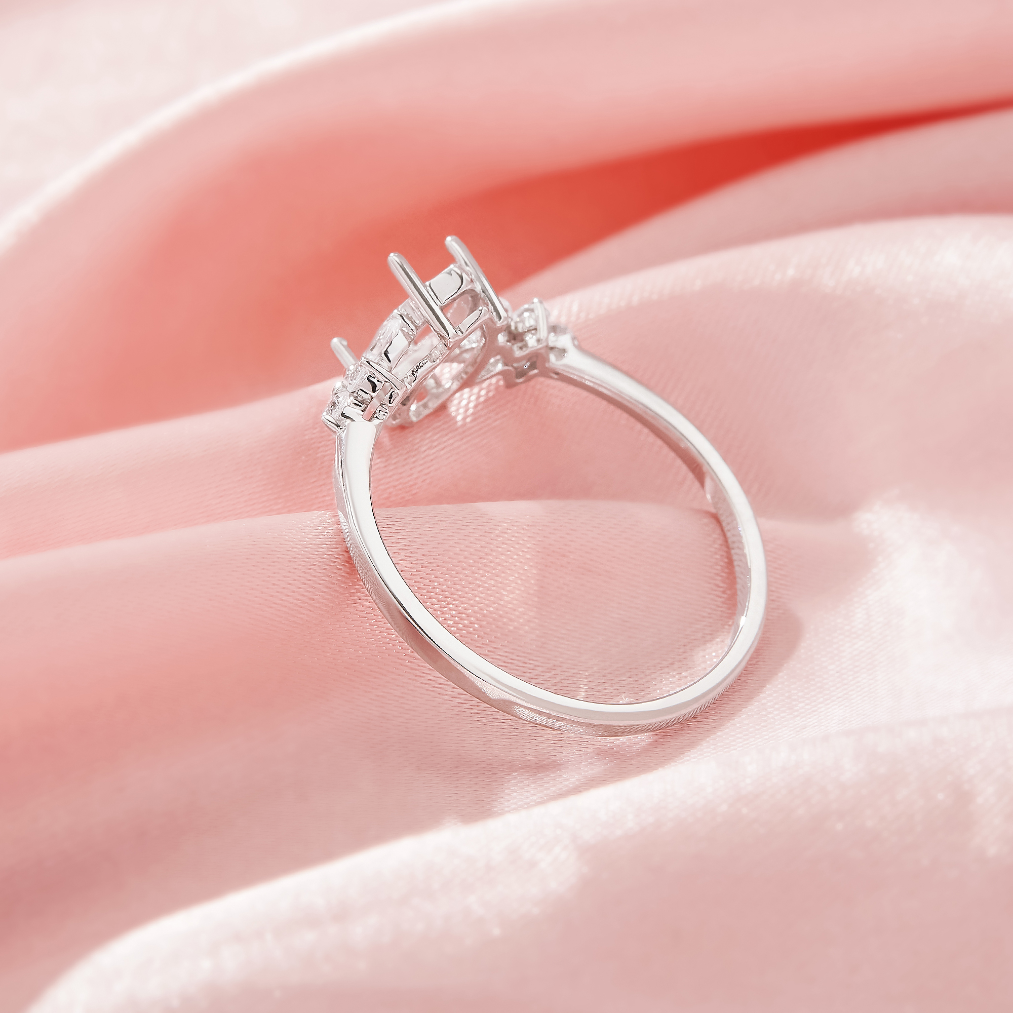 Marquise Prong Ring Settings,Solid 925 Sterling Silver Ring,Vintage Styles CZ Stone Art Deco Solid Back Ring,DIY Ring Supplies 1295047-1