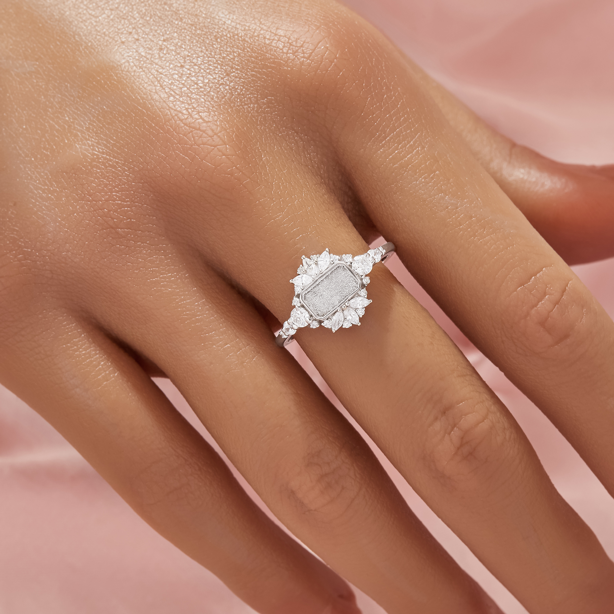 4x7MM Keepsake Breast Milk Resin Rectangle Bezel Ring Settings,Solid 925 Sterling Silver Ring,Vintage Styles CZ Stone Rectangle Ring,Solid Back Ring,DIY Ring Supplies 1295048-1