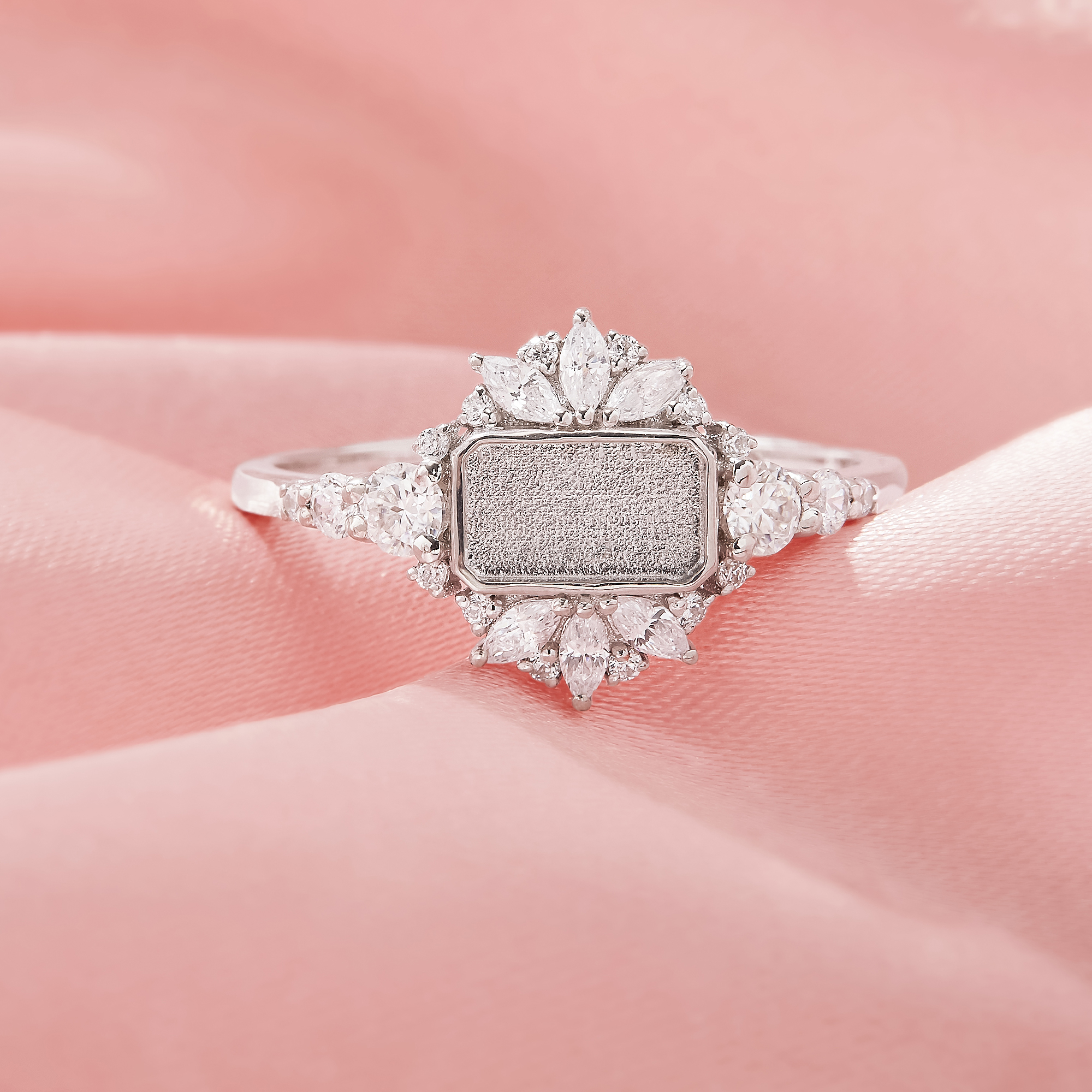 4x7MM Keepsake Breast Milk Resin Rectangle Bezel Ring Settings,Solid 925 Sterling Silver Ring,Vintage Styles CZ Stone Rectangle Ring,Solid Back Ring,DIY Ring Supplies 1295048-1