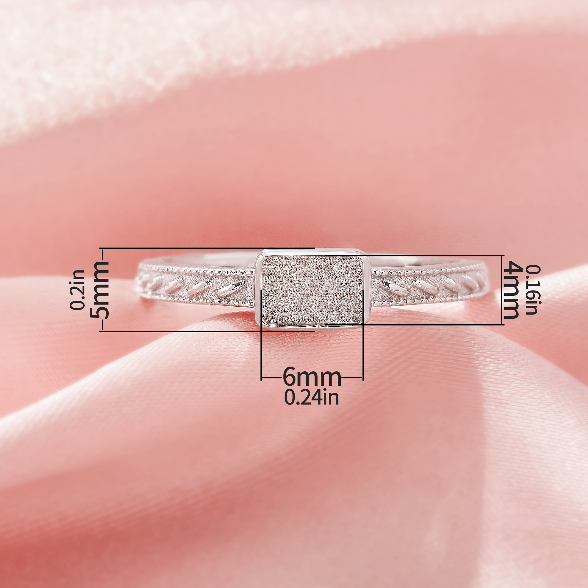 4x6MM Keepsake Breast Milk Resin Rectangle Bezel Ring Settings,Solid 925 Sterling Silver Ring,Minimalist Rectangle Ring,Solid Back Ring,DIY Ring Supplies 1295049-1