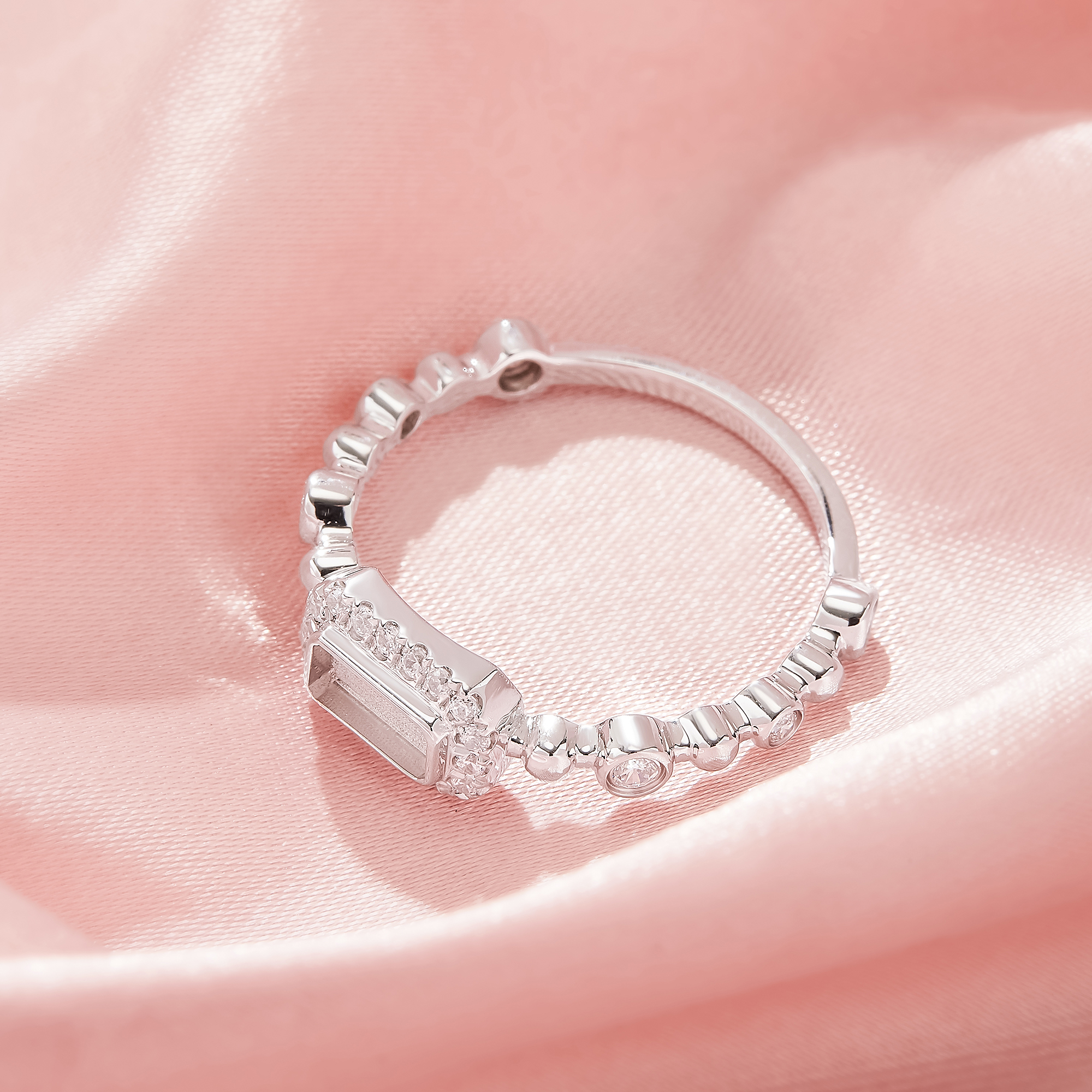 3x6MM Keepsake Breast Milk Resin Rectangle Bezel Ring Settings,Solid 925 Sterling Silver Ring,Pave CZ Stone Solid Back Ring,DIY Ring Supplies 1295050-1