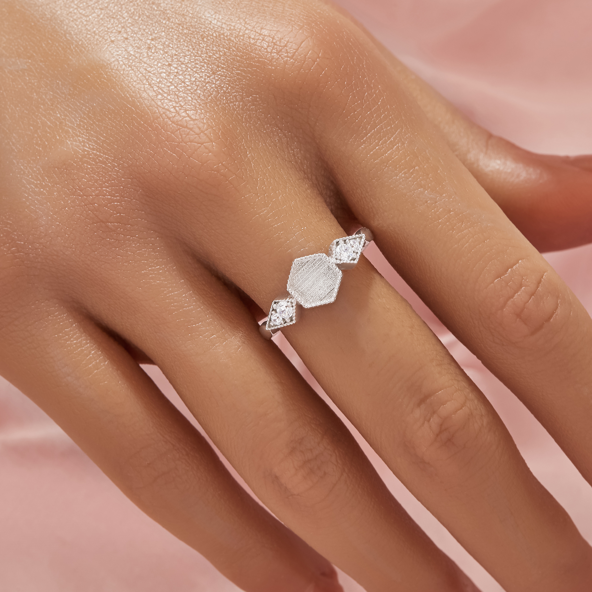 Keepsake Breast Milk Resin Hexagon Bezel Ring Settings,Solid 925 Sterling Silver Ring,Vintage Styles Ring,Art Deco Solid Back Ring,DIY Ring Supplies 1295052-1