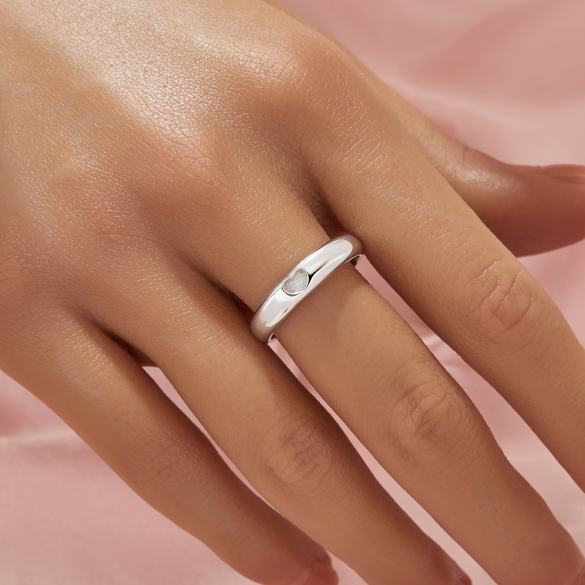 4MM Keepsake Breast Milk Resin Heart Bezel Ring Settings,Solid 925 Sterling Silver Ring,Minimalist Heart Ring,Stackable Ring,DIY Ring Supplies 1295055-1