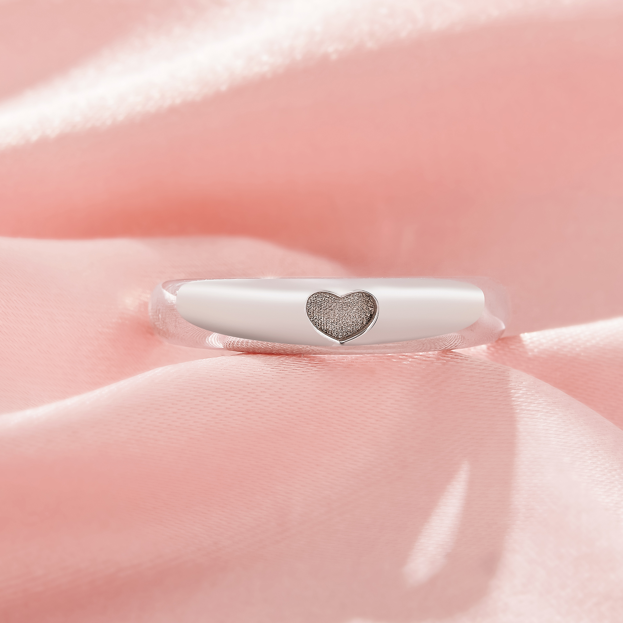 4MM Keepsake Breast Milk Resin Heart Bezel Ring Settings,Solid 925 Sterling Silver Ring,Minimalist Heart Ring,Stackable Ring,DIY Ring Supplies 1295055-1