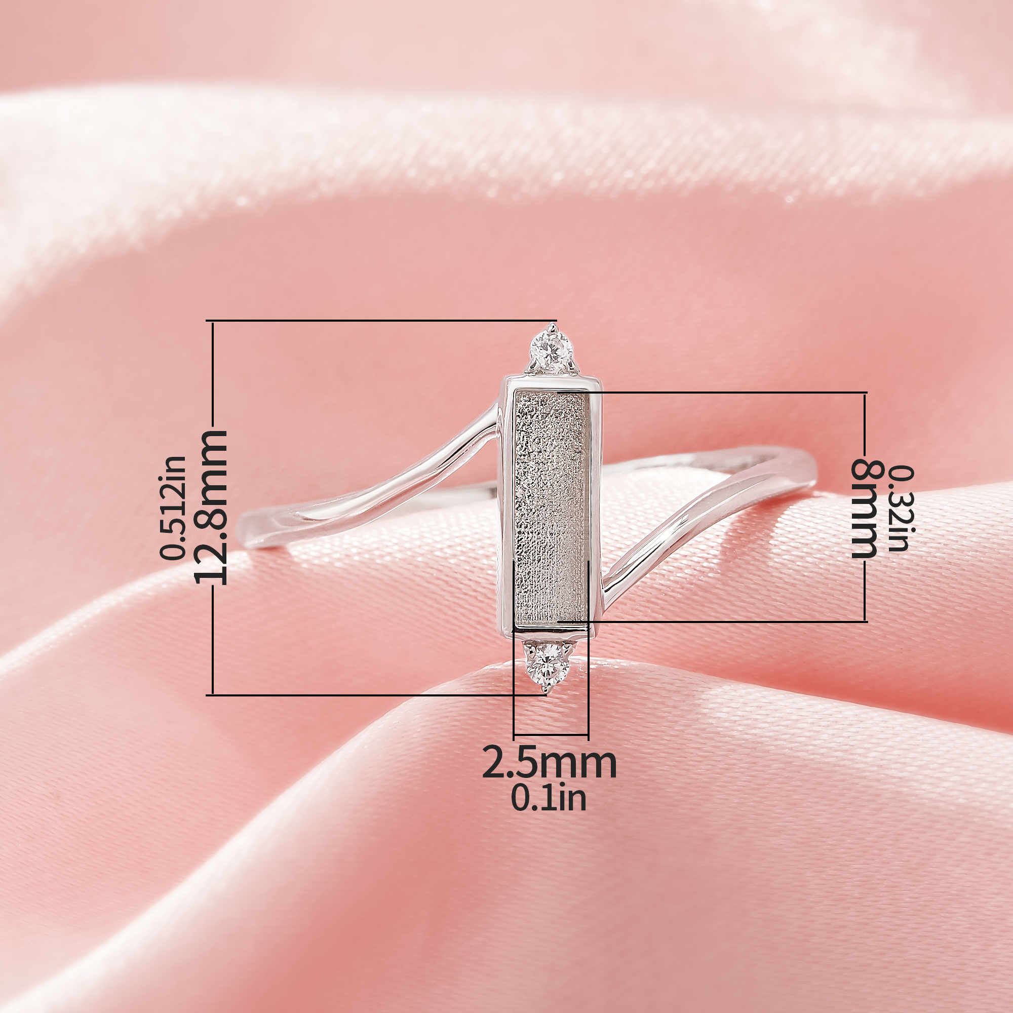 Keepsake Breast Milk Resin Hexagon Bezel Ring Settings,Bypass Shank Solid 925 Sterling Silver Ring,Art Deco Ring,Solid Back Ring,DIY Ring Supplies 1295057-1