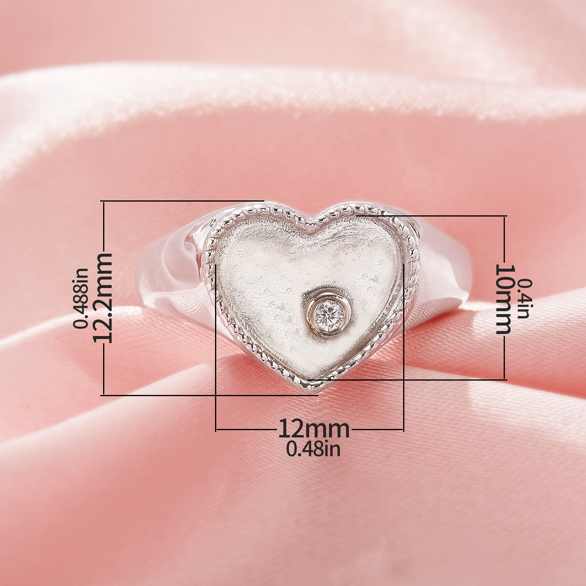 Keepsake Breast Milk Resin Heart Bezel Ring Settings,Birthstone Solid 925 Sterling Silver Ring,Solid Back Heart Ring,DIY Ring Supplies 1295058-1