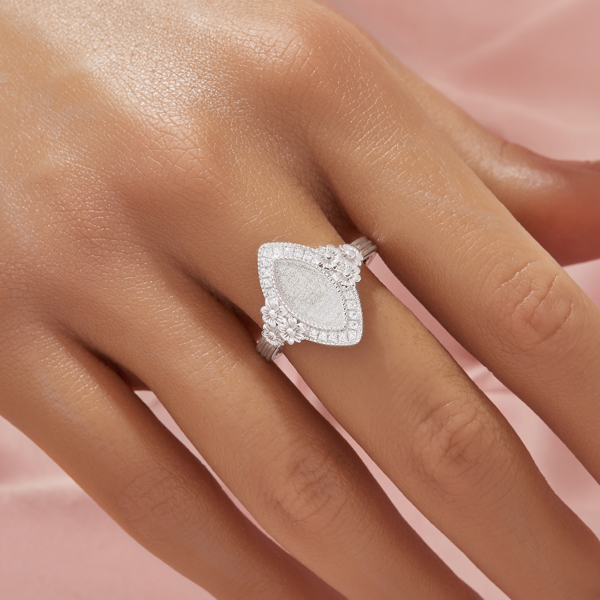 6x12MM Keepsake Breast Milk Resin Marquise Bezel Ring Settings,Daisy Flower Solid 925 Sterling Silver Ring,Solid Back Flower Art Deco Ring,DIY Ring Supplies 1295059-1