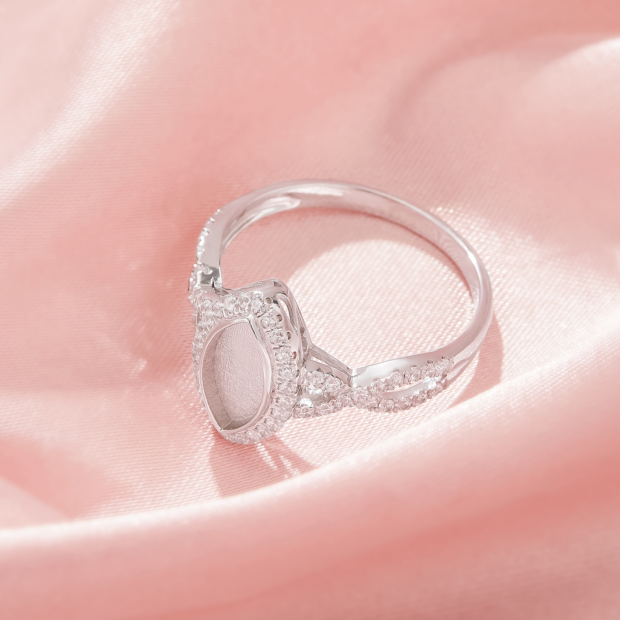 5x10MM Keepsake Breast Milk Resin Marquise Bezel Ring Settings,Solid 925 Sterling Silver Ring,Infinity Art Deco Ring,Pave CZ Stone Ring,DIY Ring Supplies 1295060-1