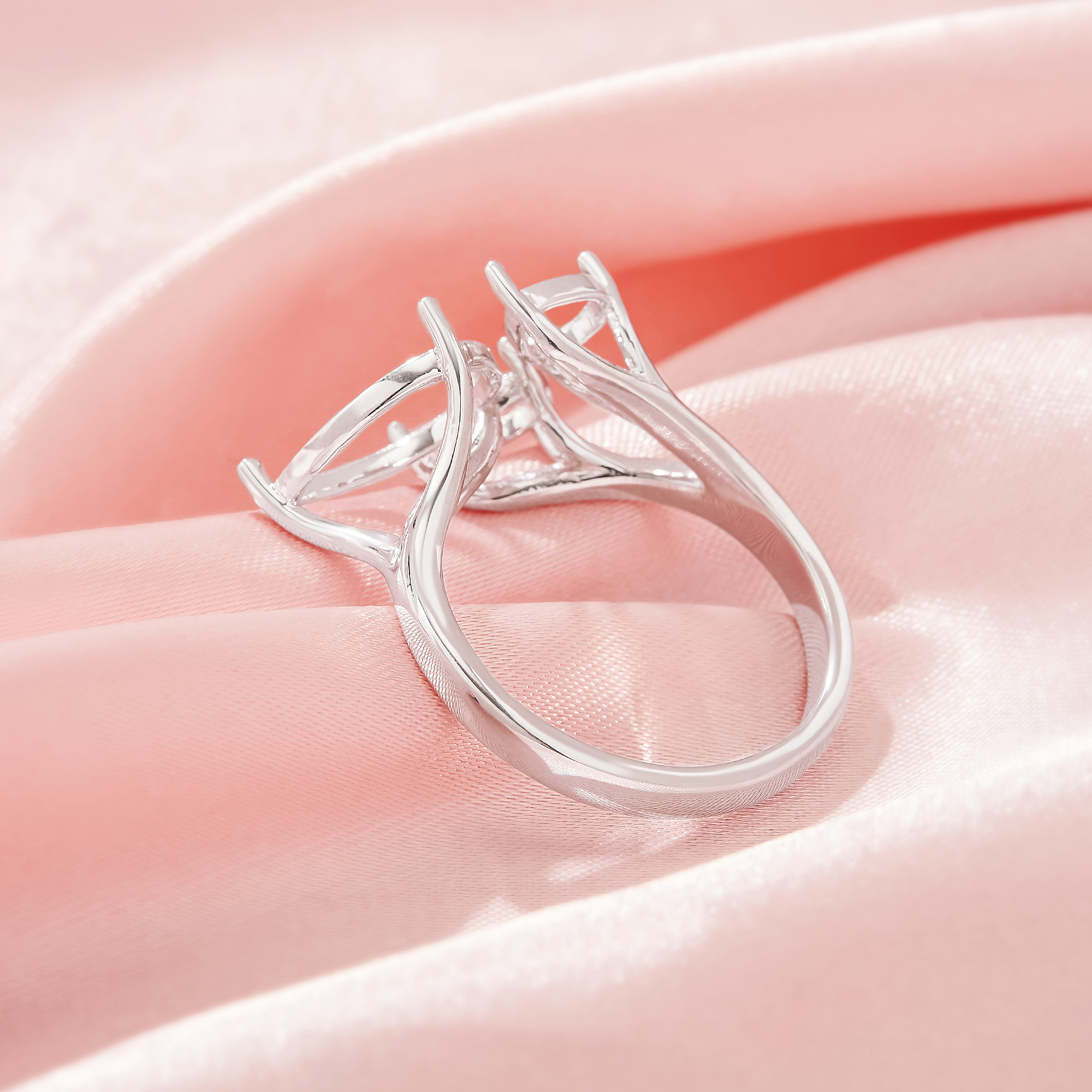 Three Stones Pear Prong Ring Settings,Solid 925 Sterling Silver Ring,Minimalist Pear Ring,Family Ring,DIY Ring Supplies 1295062-1