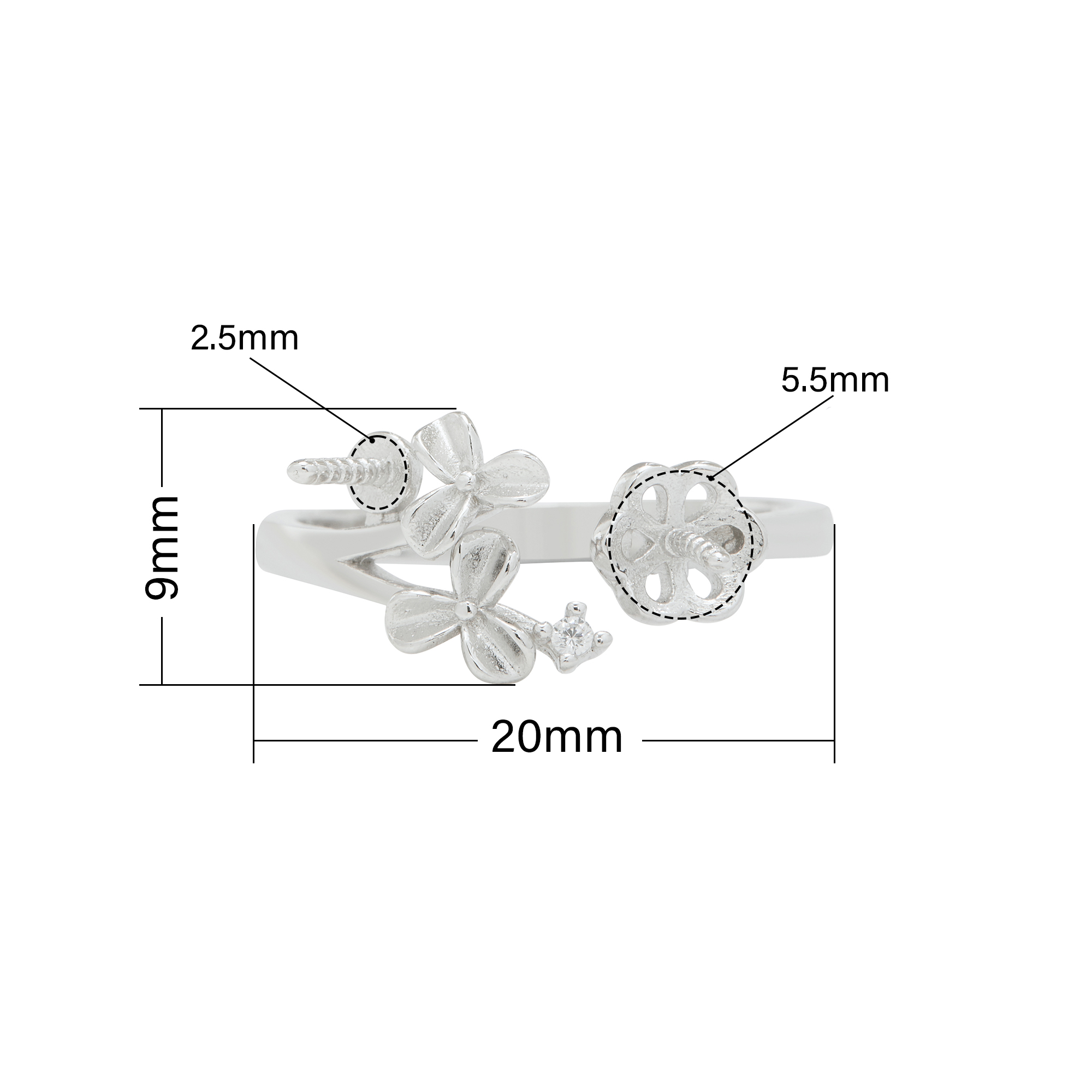 Keepsake Breast Milk Resin Ball Round Pin Ring Settings for 5-7MM 8-10MM Half Drilled Pearl Bead,Flower Solid 925 Sterling Silver Ring for Half Drilled Beads,Adjustable Flower Ring,DIY Adjustable Ring Supplies For Gemstone 1295066 - Click Image to Close