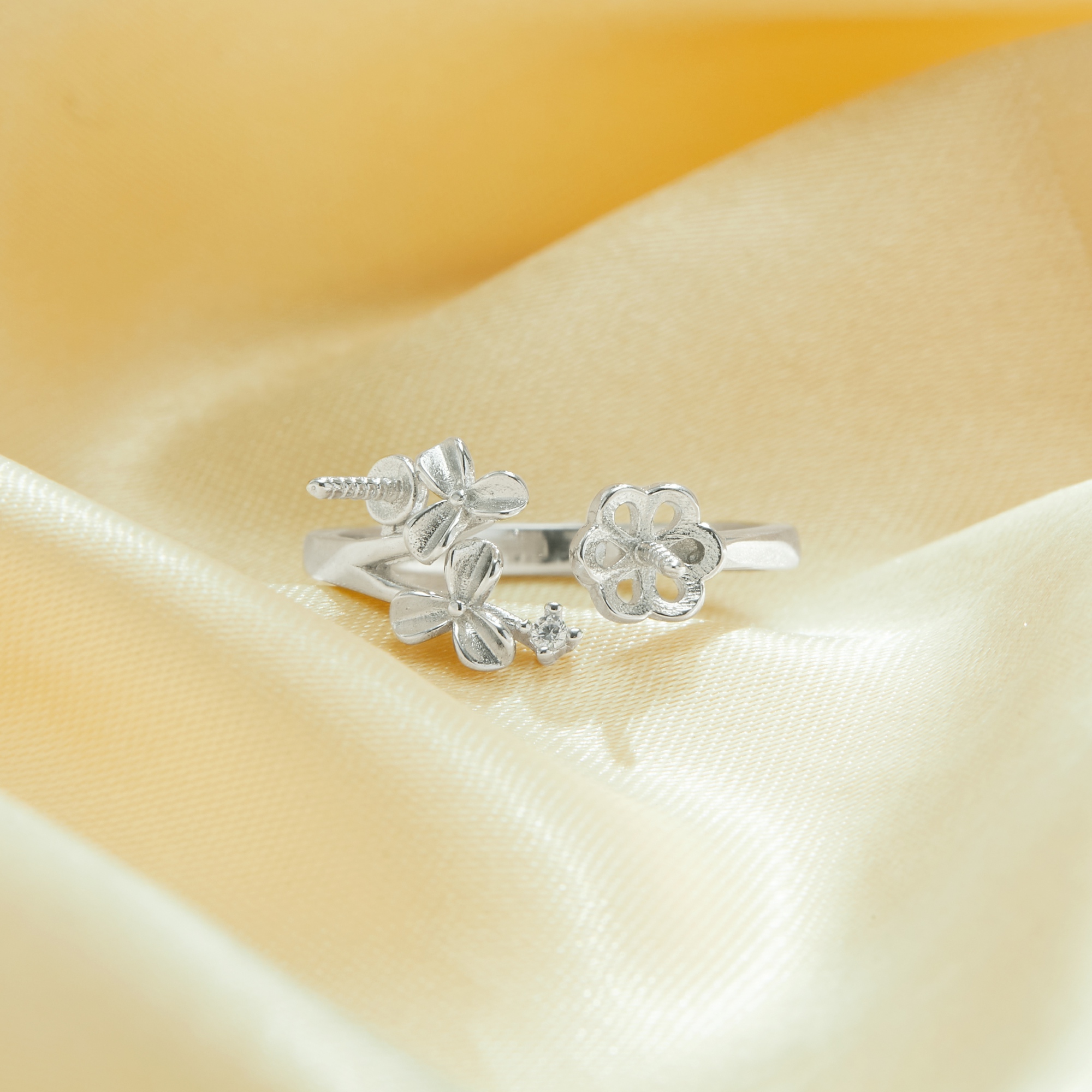 Keepsake Breast Milk Resin Ball Round Pin Ring Settings for 5-7MM 8-10MM Half Drilled Pearl Bead,Flower Solid 925 Sterling Silver Ring for Half Drilled Beads,Adjustable Flower Ring,DIY Adjustable Ring Supplies For Gemstone 1295066 - Click Image to Close