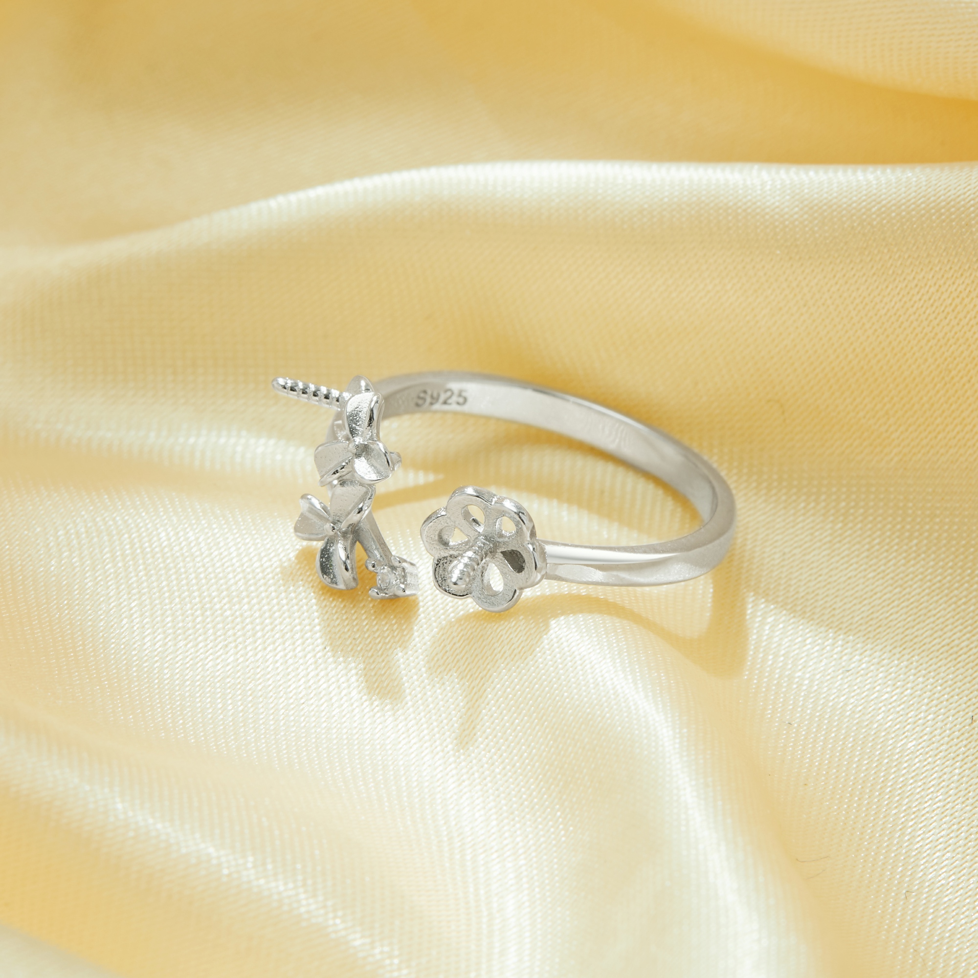 Keepsake Breast Milk Resin Ball Round Pin Ring Settings for 5-7MM 8-10MM Half Drilled Pearl Bead,Flower Solid 925 Sterling Silver Ring for Half Drilled Beads,Adjustable Flower Ring,DIY Adjustable Ring Supplies For Gemstone 1295066 - Click Image to Close