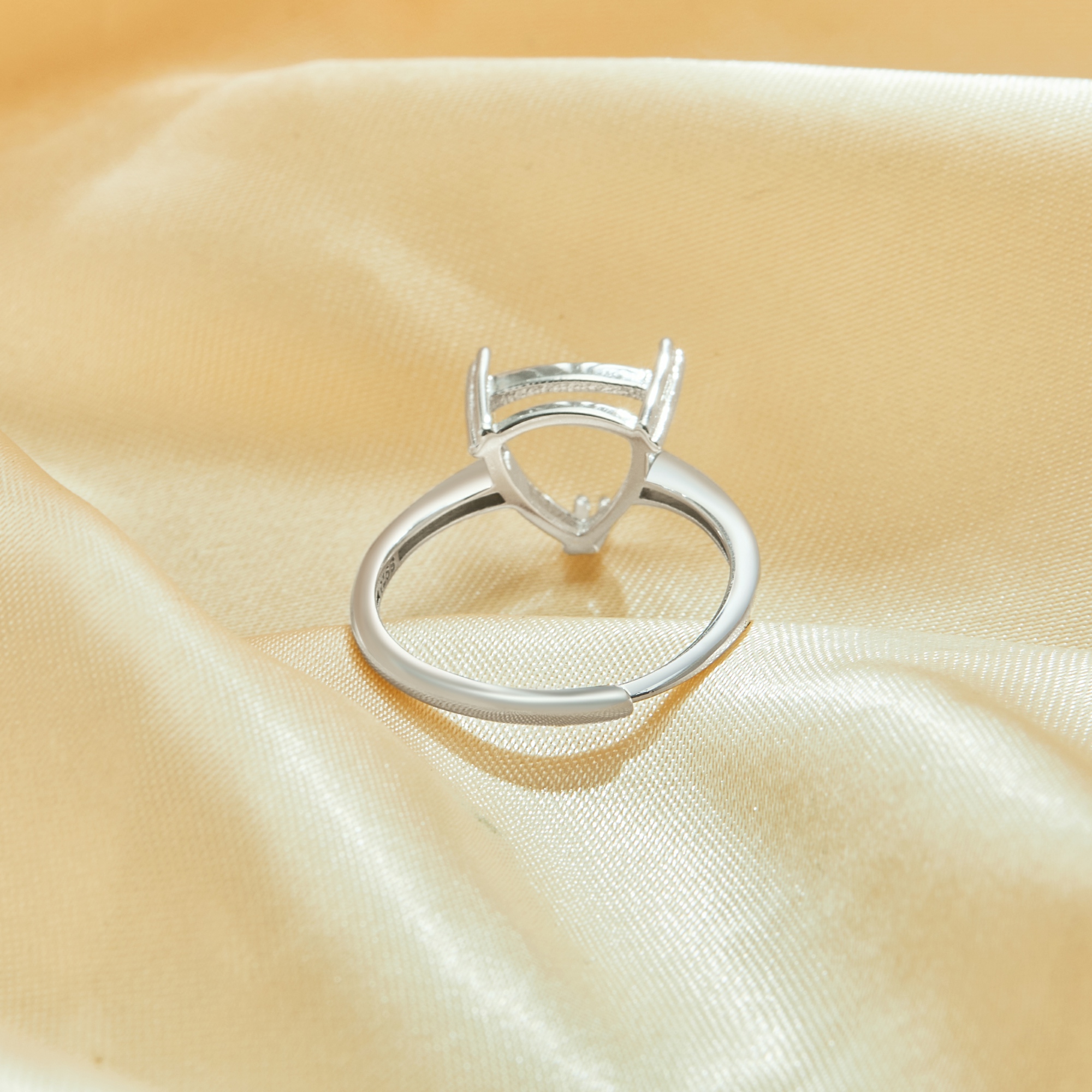 Triangle Prong Ring Settings,Solid 925 Sterling Silver Rose Gold Plated Ring,Minimalist Triangle Ring,DIY Ring Supplies For Gemstone 1295067 - Click Image to Close