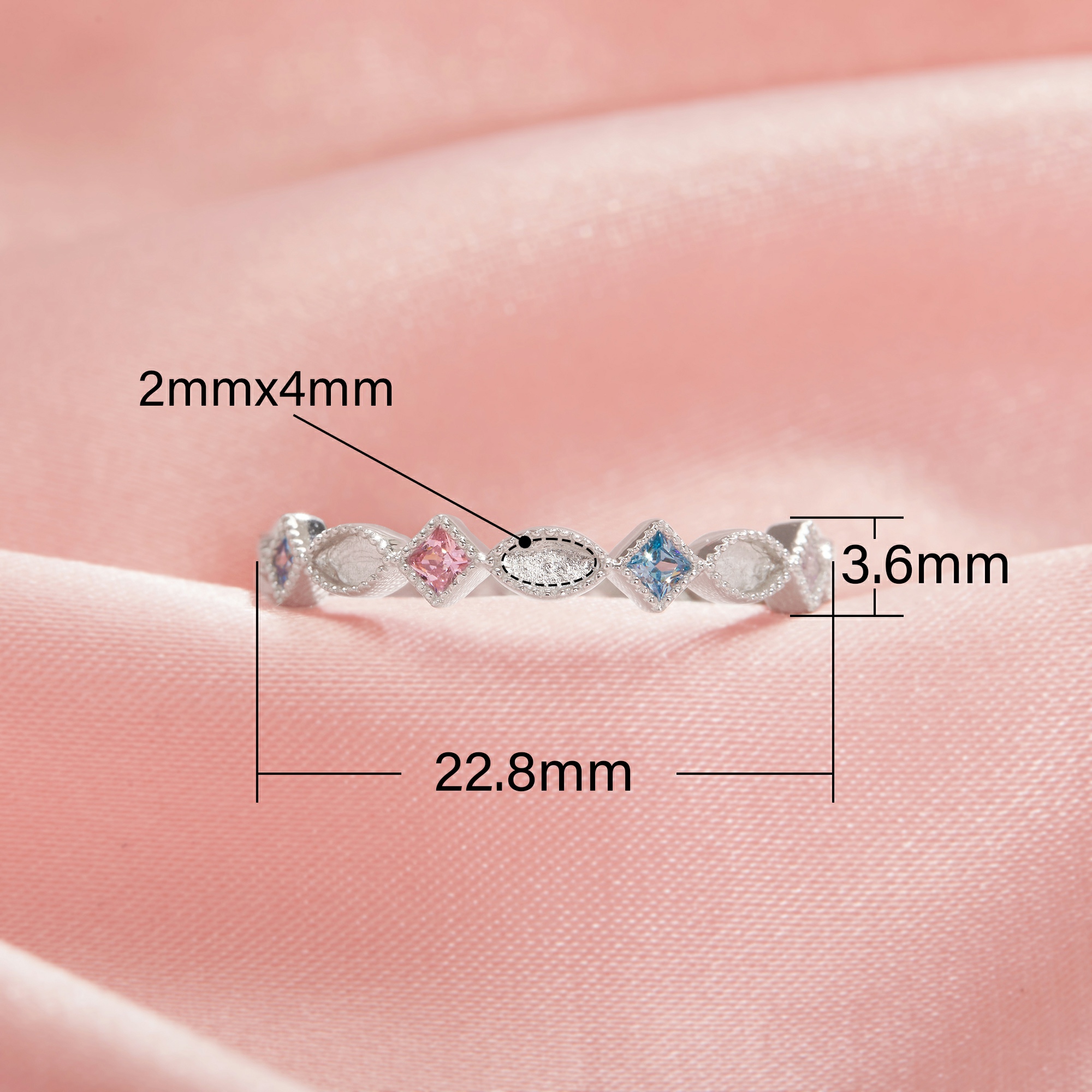 Full Band Keepsake Breast Milk Resin 2x4MM Marquise Bezel Ring Settings,Solid 925 Sterling Silver Ring,Birthstone Stackable Ring,Eternity Ring 1295068
