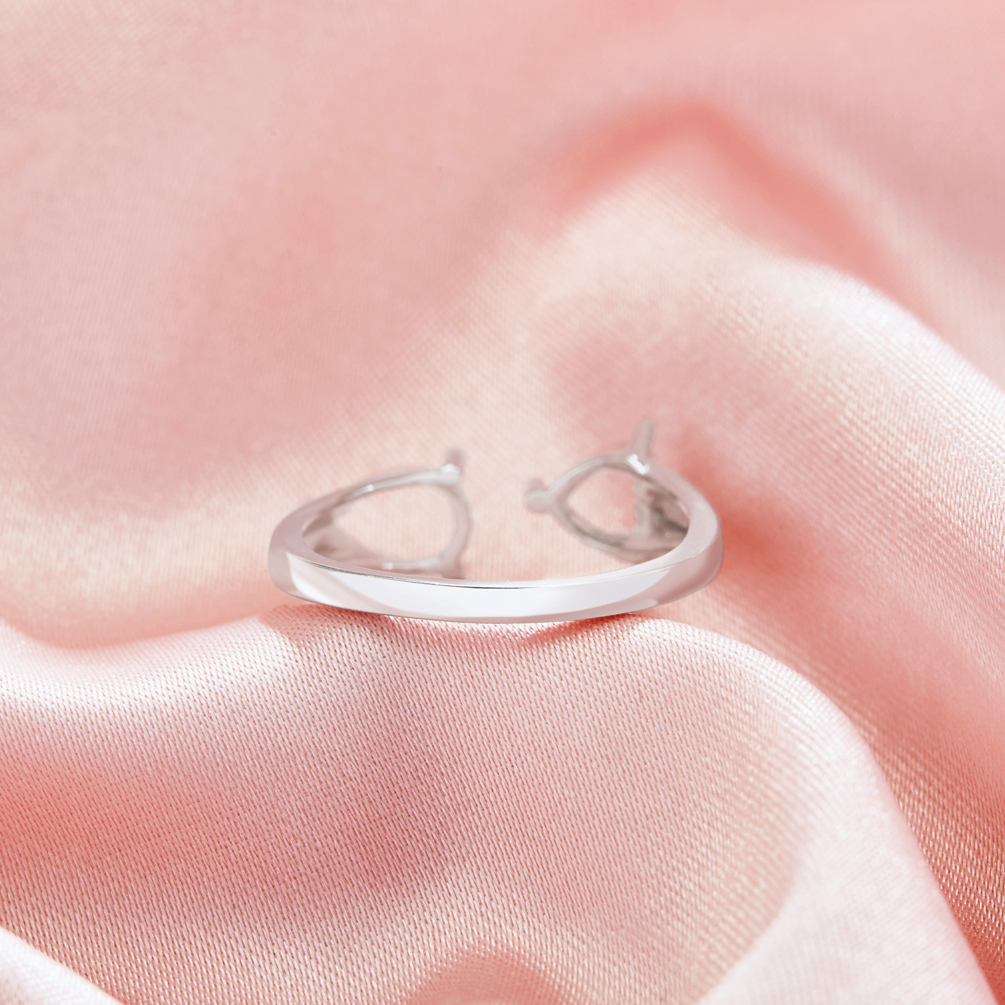 Two Stone Toi Et Moi Prong Ring Settings,Solid 925 Sterling Silver Ring,Adjustable Ring,DIY Ring Supplies For Gemstone,Wtih 5x7MM Pear Stone,5MM Heart Stone 1295069