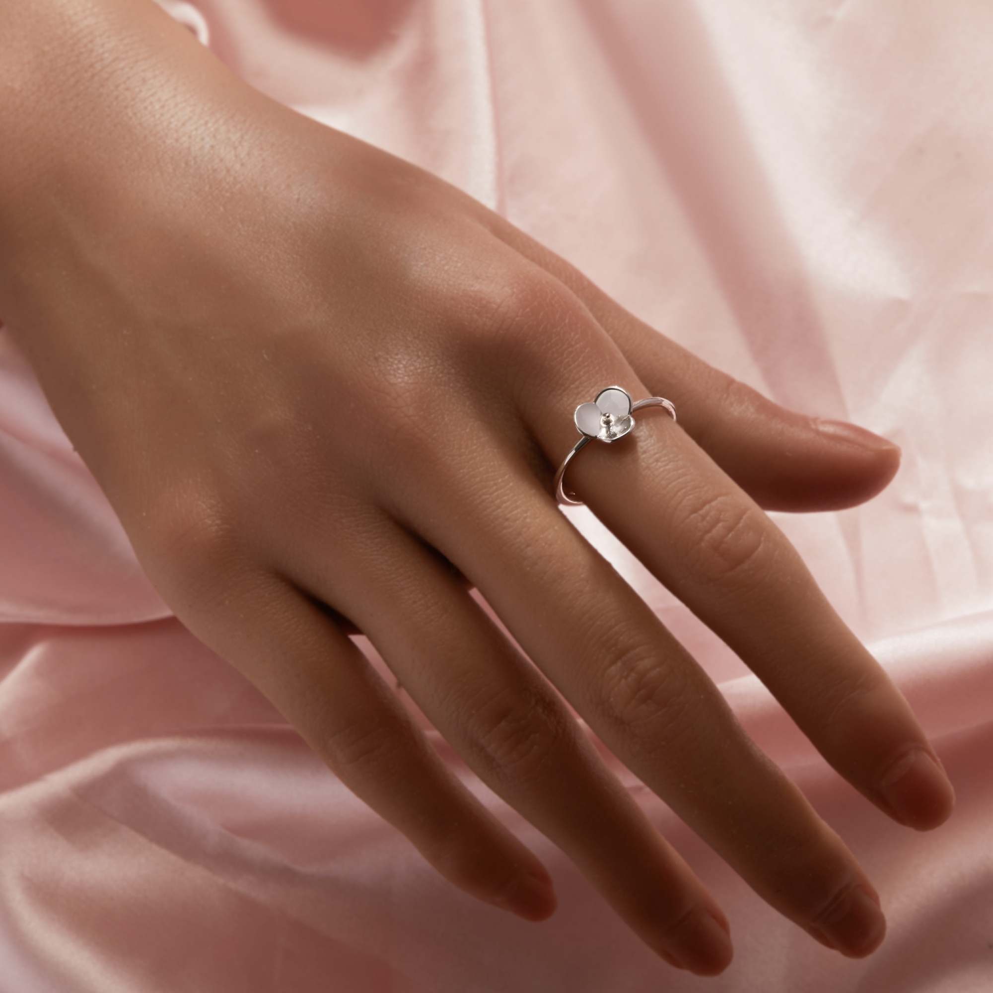 Flower Pin Ring Settings For Half Drilled Pearl Bead,Solid 925 Sterling Silver Ring For Half Drilled Beads,Minimalist Ring,DIY Ring Supplies 1295070