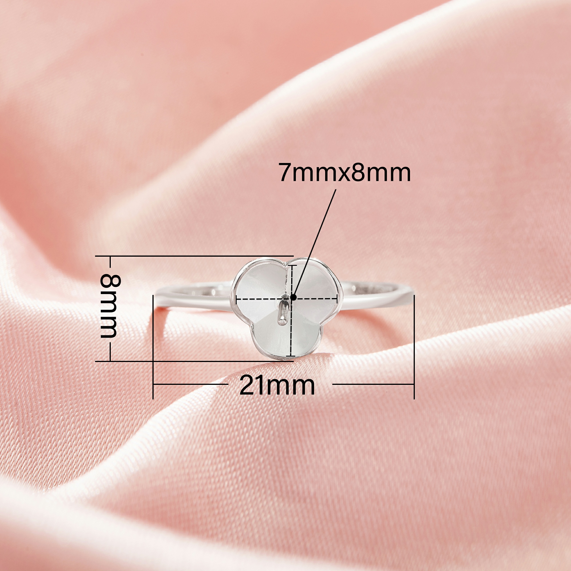 Flower Pin Ring Settings For Half Drilled Pearl Bead,Solid 925 Sterling Silver Ring For Half Drilled Beads,Minimalist Ring,DIY Ring Supplies 1295070