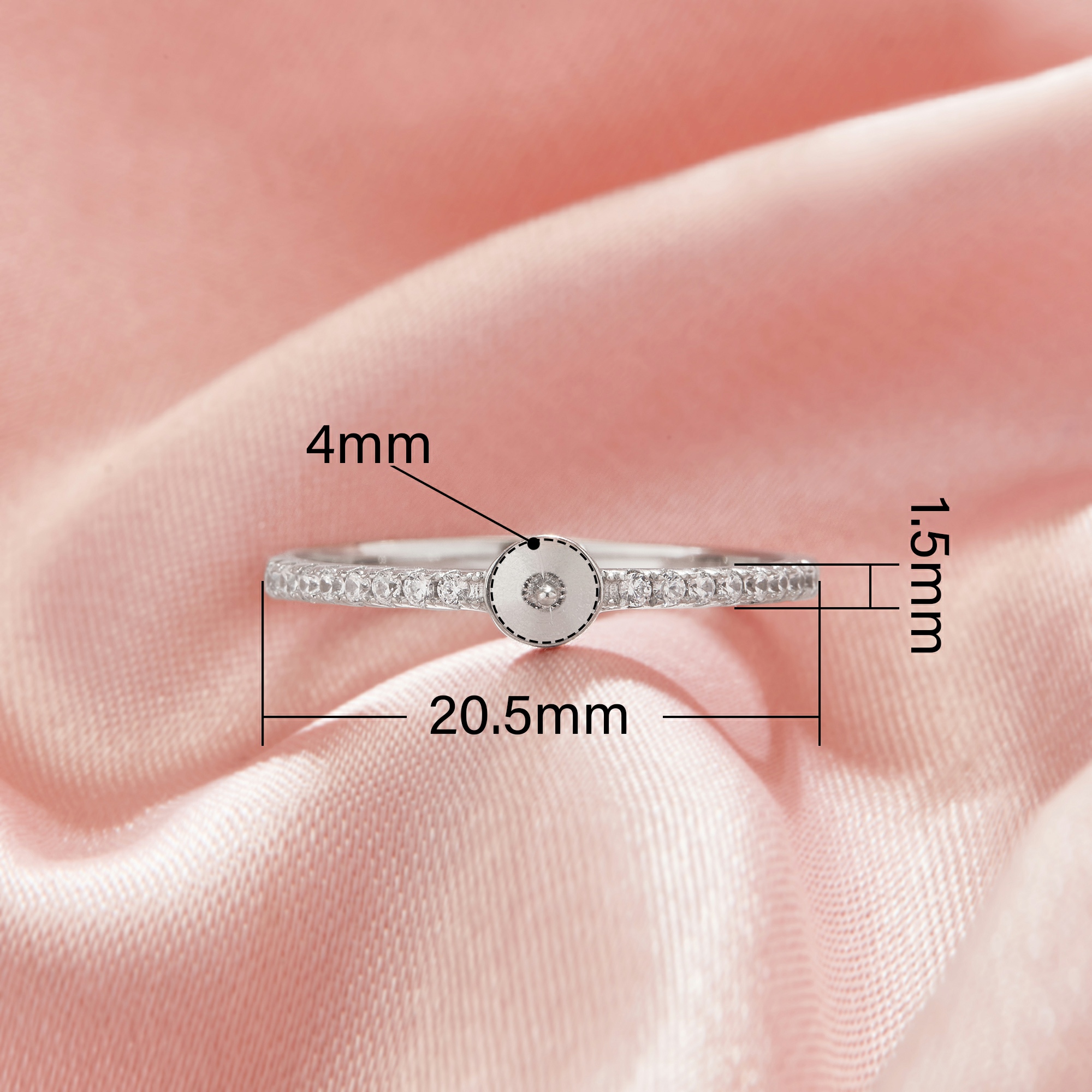 Ball Round Pin Ring Settings For Half Drilled Pearl Bead,Solid 925 Sterling Silver Ring For Half Drilled Beads,Pave Moissanite Ring,DIY Ring Supplies 1295072