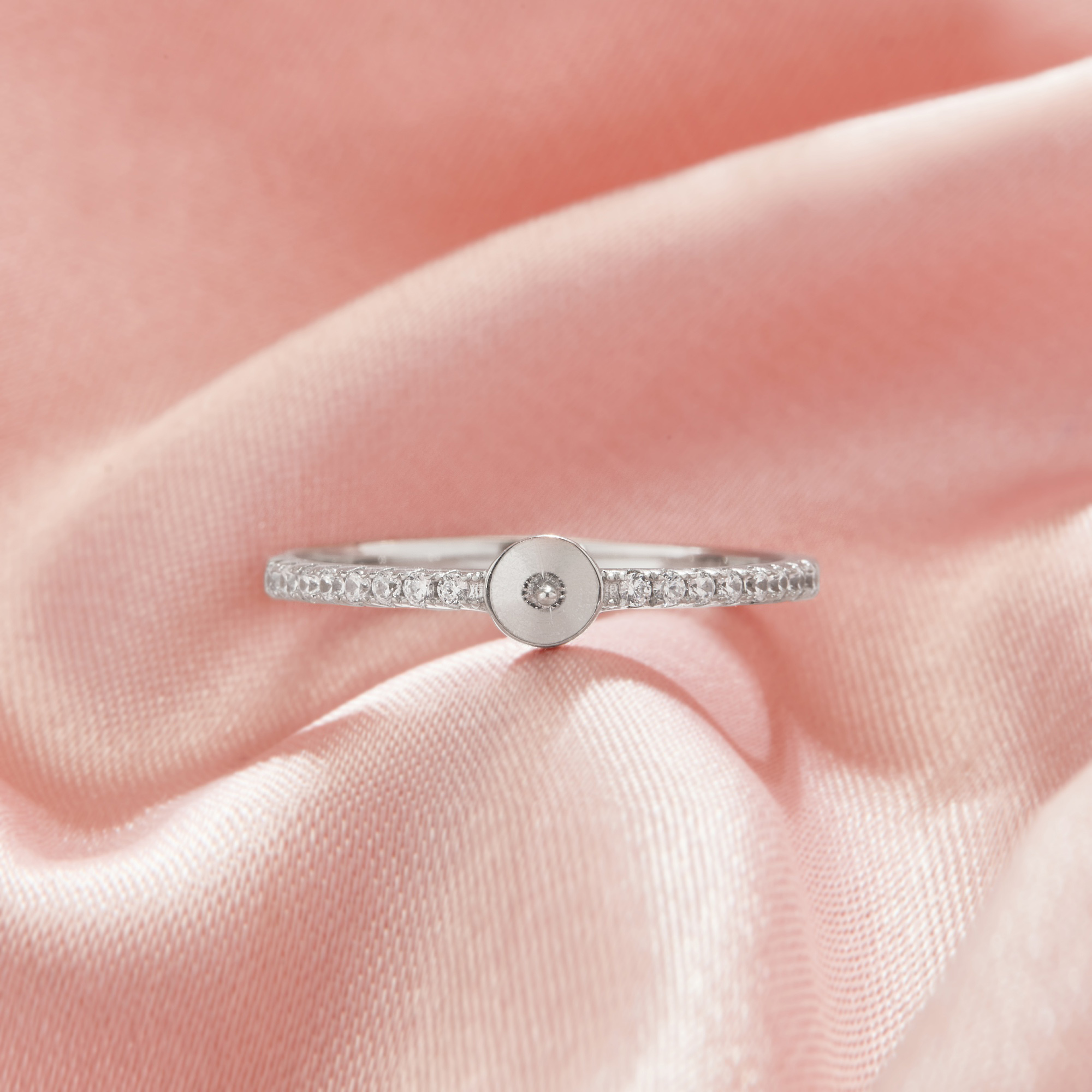 Ball Round Pin Ring Settings For Half Drilled Pearl Bead,Solid 925 Sterling Silver Ring For Half Drilled Beads,Pave Moissanite Ring,DIY Ring Supplies 1295072