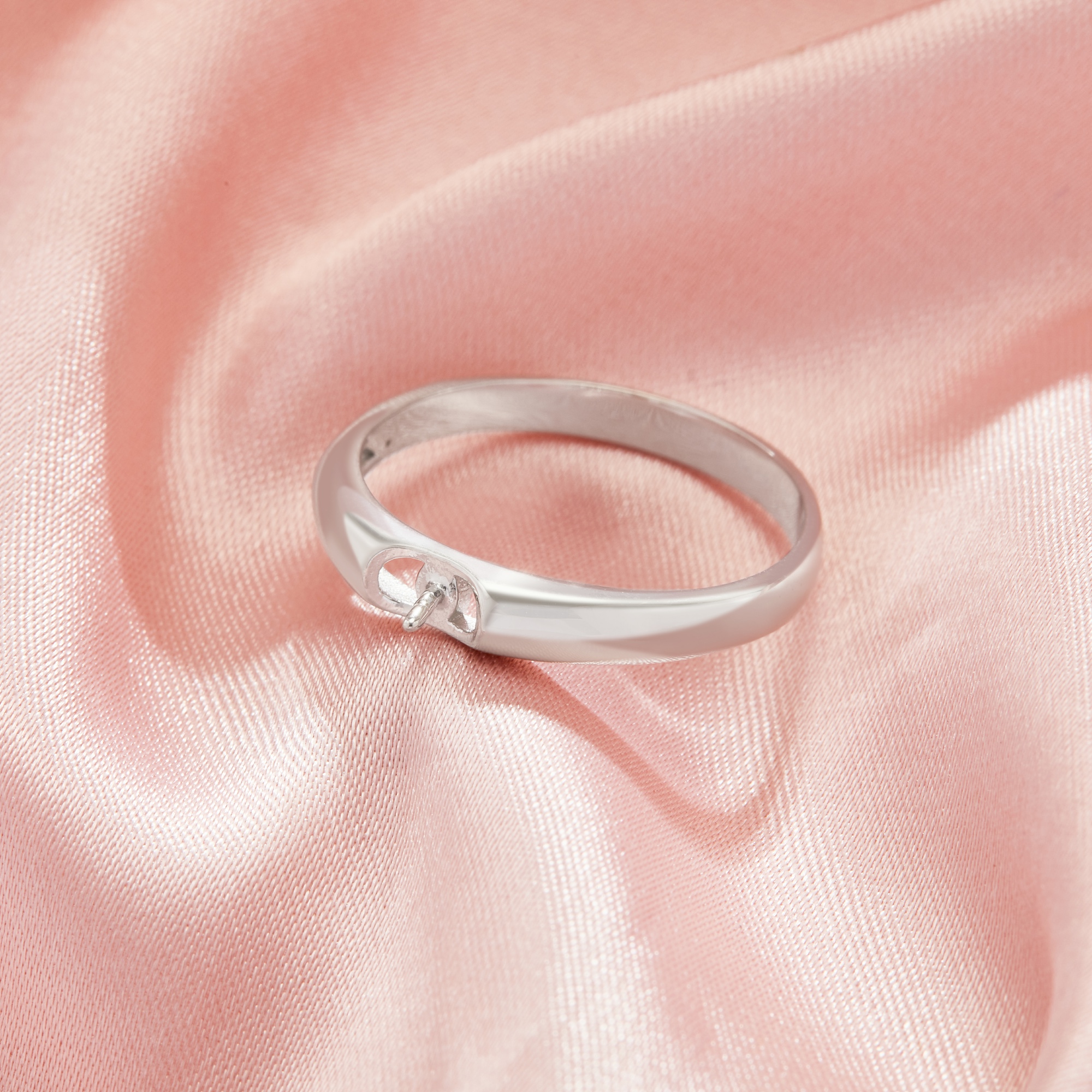 Pin Ring Settings For Half Drilled Pearl Bead,Solid 14K 18K Gold Ring For Half Drilled Beads,Minimalist Ring,DIY Ring Supplies 1295075 - Click Image to Close