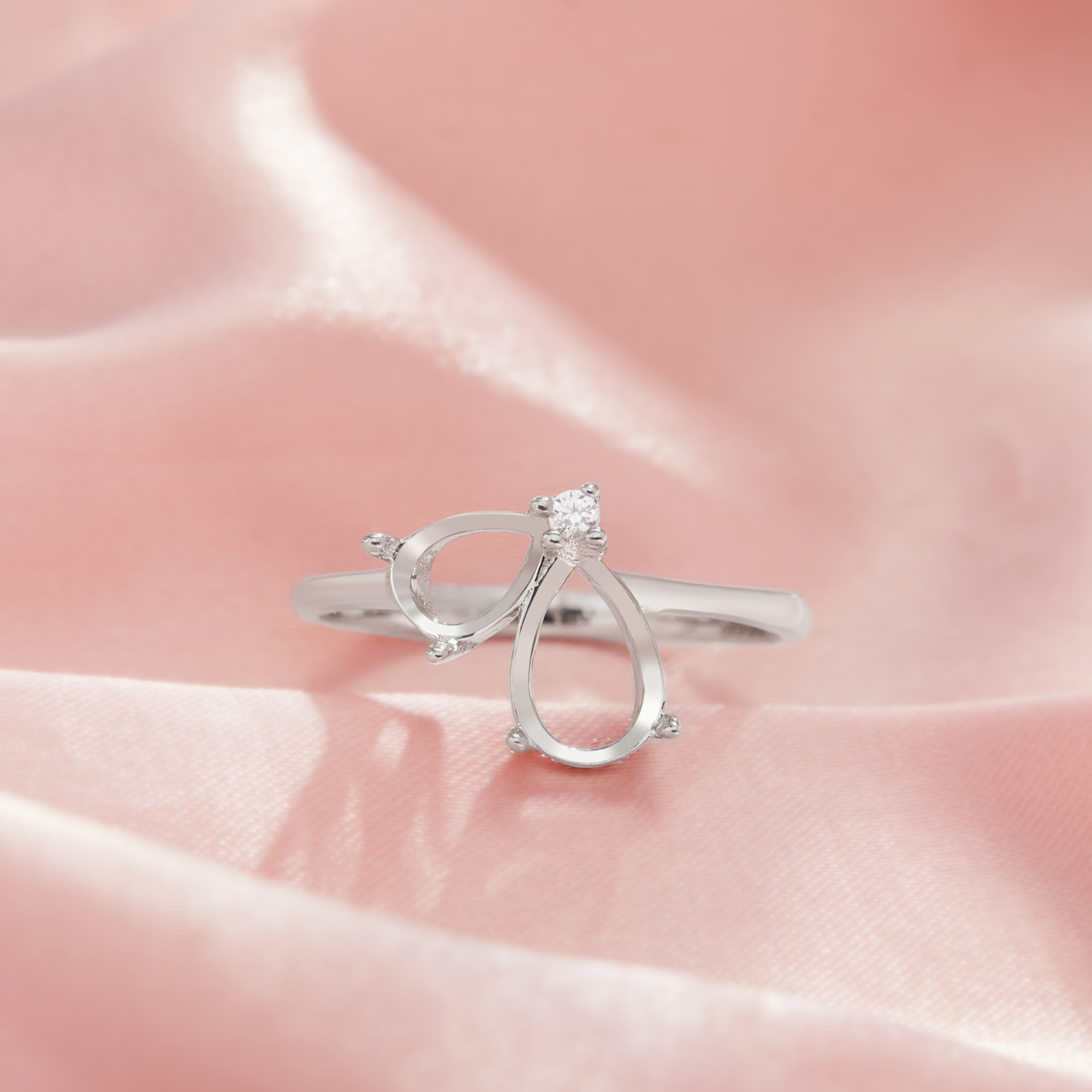 Two Stones Pear Prong Ring Settings,Solid 925 Sterling Silver Ring,Moissanite Ring,DIY Ring Supplies For Gemstone,With 4x6MM 6x8MM Pear Stone 1295076