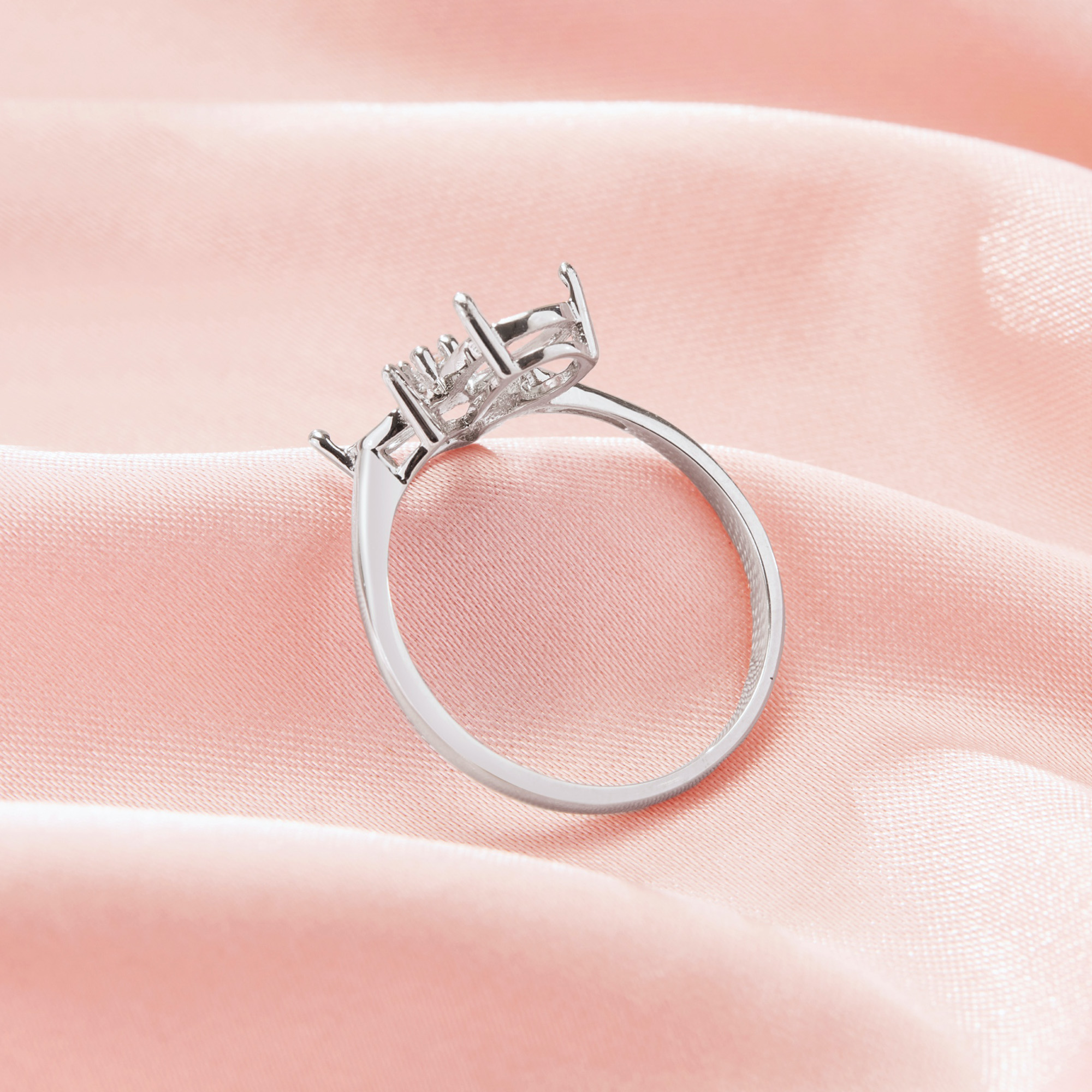 Two Stones Pear Prong Ring Settings,Solid 925 Sterling Silver Ring,Moissanite Ring,DIY Ring Supplies For Gemstone,With 4x6MM 6x8MM Pear Stone 1295076