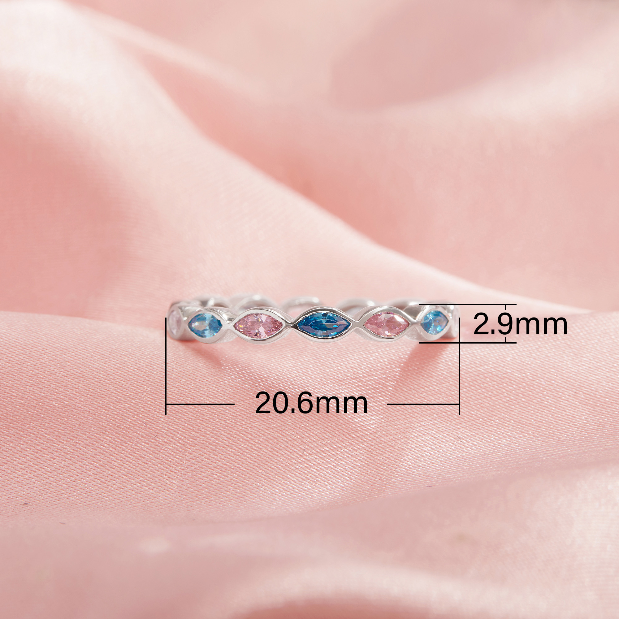 Full Band Keepsake Breast Milk Resin Marquise Bezel Ring Settings,Color CZ Birthstone Solid 925 Sterling Silver Ring,Stackable Eternity Ring 1295078