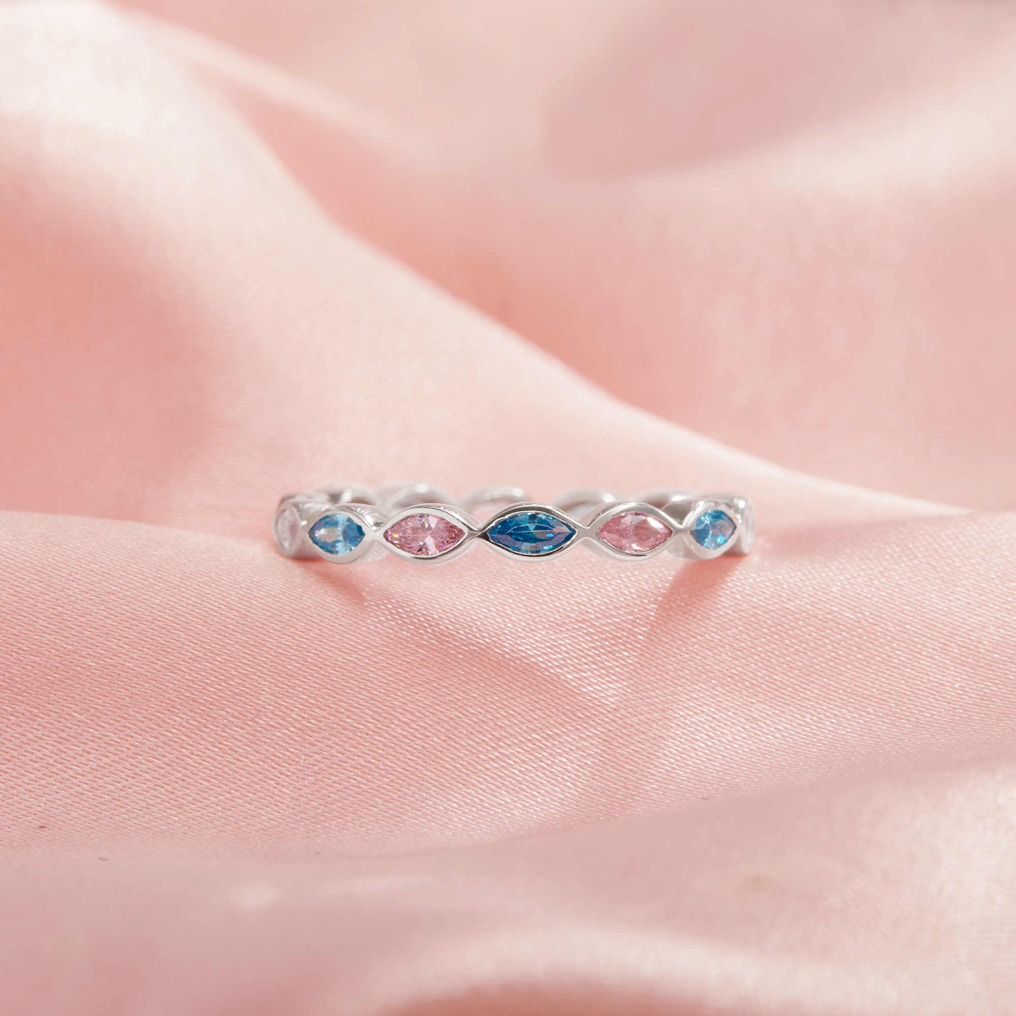 Full Band Keepsake Breast Milk Resin Marquise Bezel Ring Settings,Color CZ Birthstone Solid 925 Sterling Silver Ring,Stackable Eternity Ring 1295078