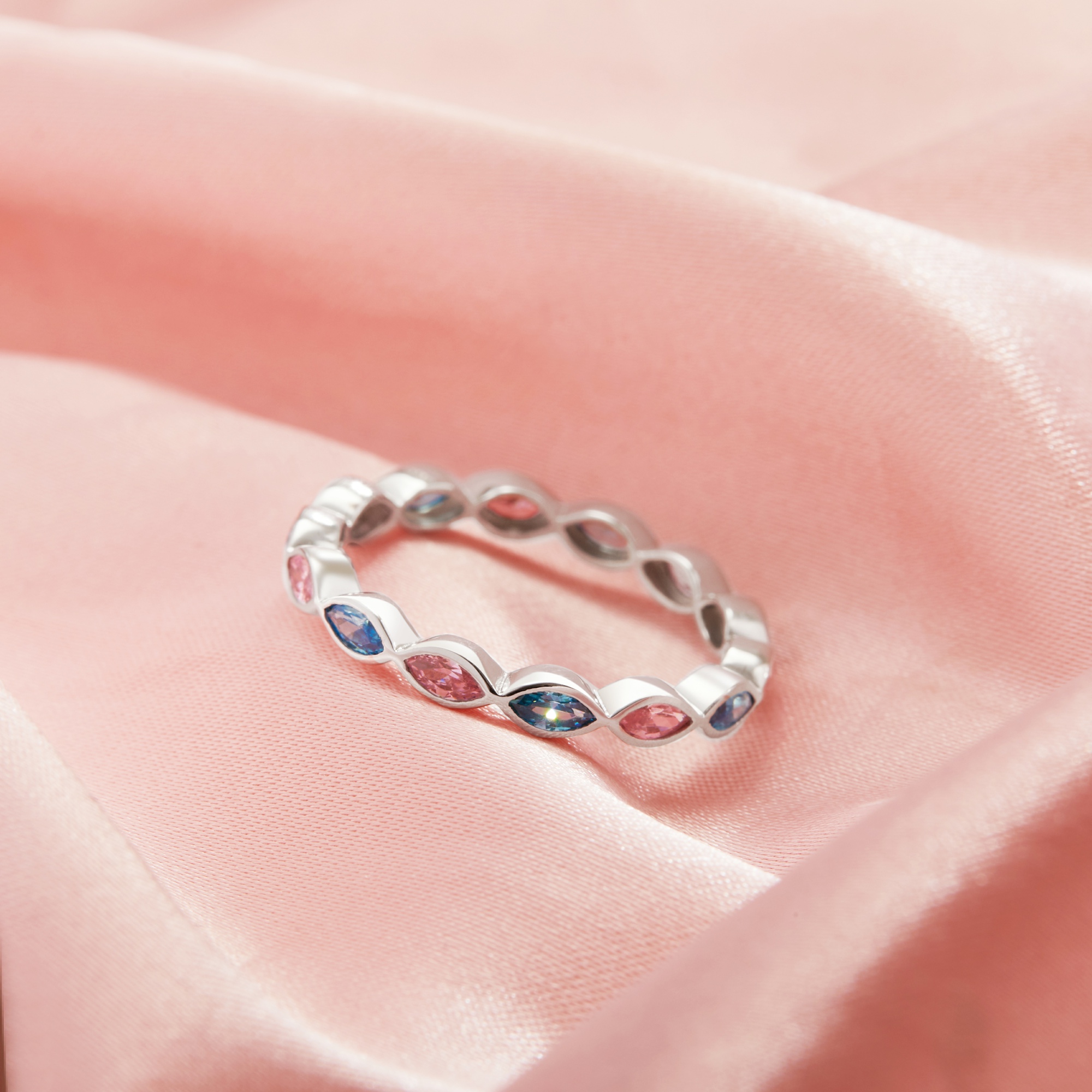 Full Band Keepsake Breast Milk Resin Marquise Bezel Ring Settings,Color CZ Birthstone Solid 925 Sterling Silver Ring,Stackable Eternity Ring 1295078