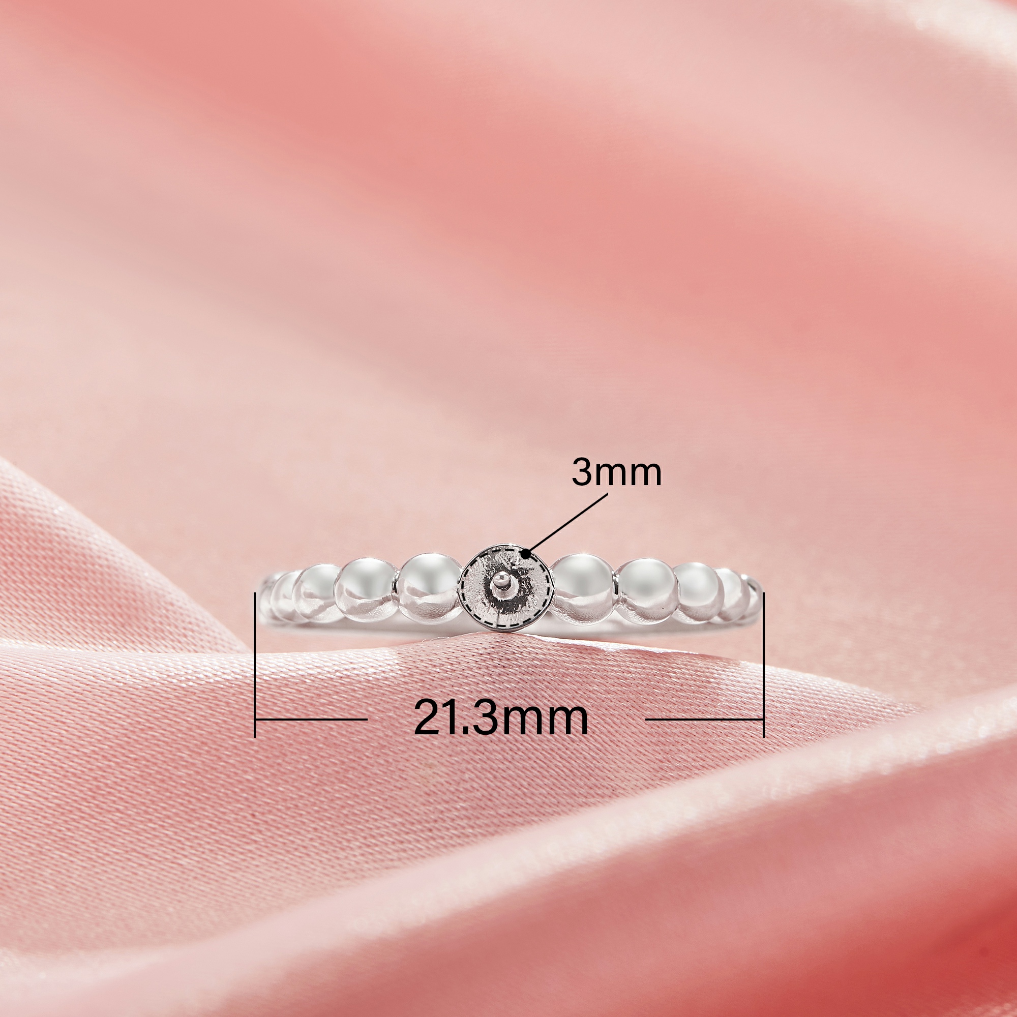 Ball Round Pin Ring Settings For Half Drilled Pearl Bead,Solid 925 Sterling Silver Ring For Half Drilled Beads,Minimalist Round Ring,DIY Ring Supplies 1295079