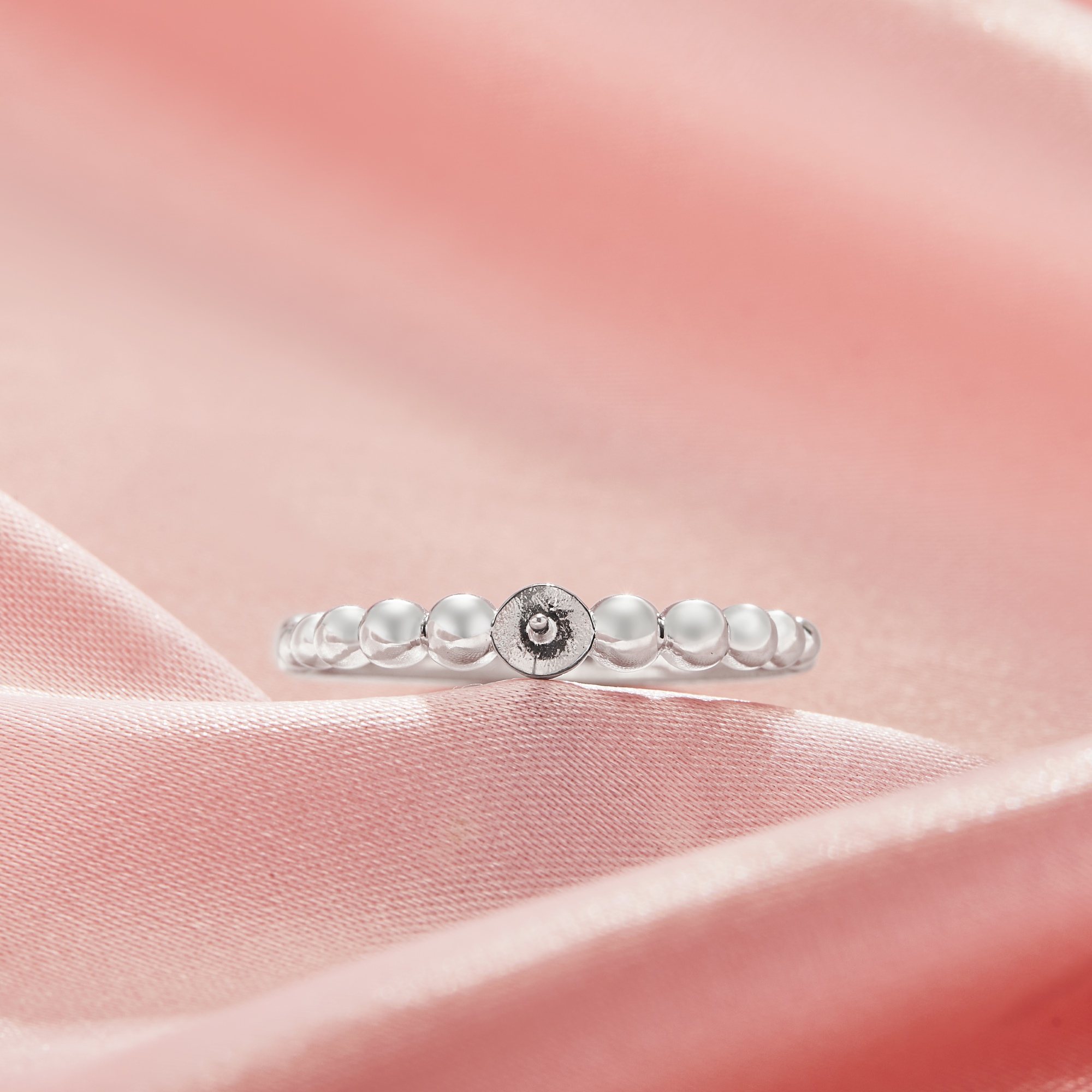 Ball Round Pin Ring Settings For Half Drilled Pearl Bead,Solid 925 Sterling Silver Ring For Half Drilled Beads,Minimalist Round Ring,DIY Ring Supplies 1295079