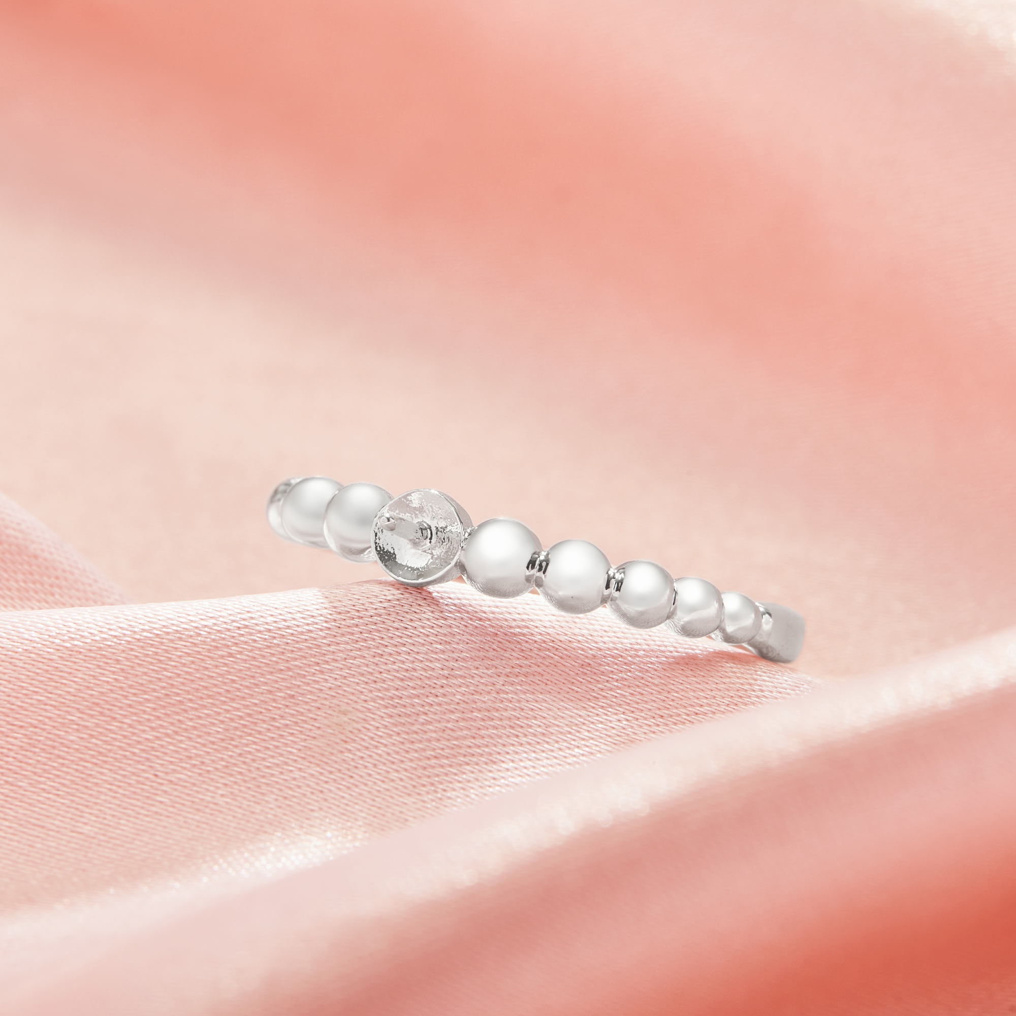 Ball Round Pin Ring Settings For Half Drilled Pearl Bead,Solid 925 Sterling Silver Ring For Half Drilled Beads,Minimalist Round Ring,DIY Ring Supplies 1295079