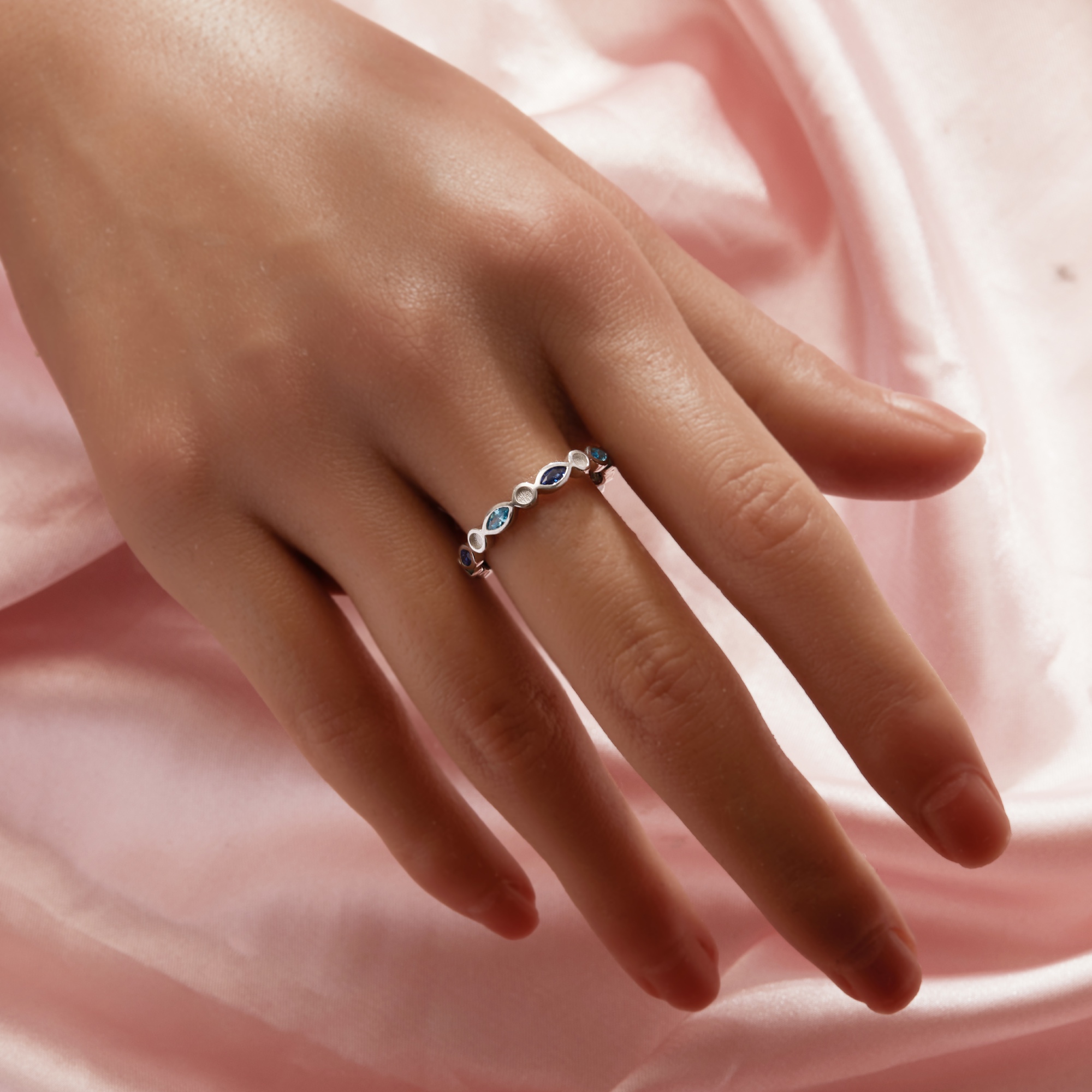 Full Band Keepsake Breast Milk Resin 2MM Round Bezel Ring Settings,Birthstone Solid 925 Sterling Silver Ring,Marquise Art Deco Stackable Eternity Ring 1295080