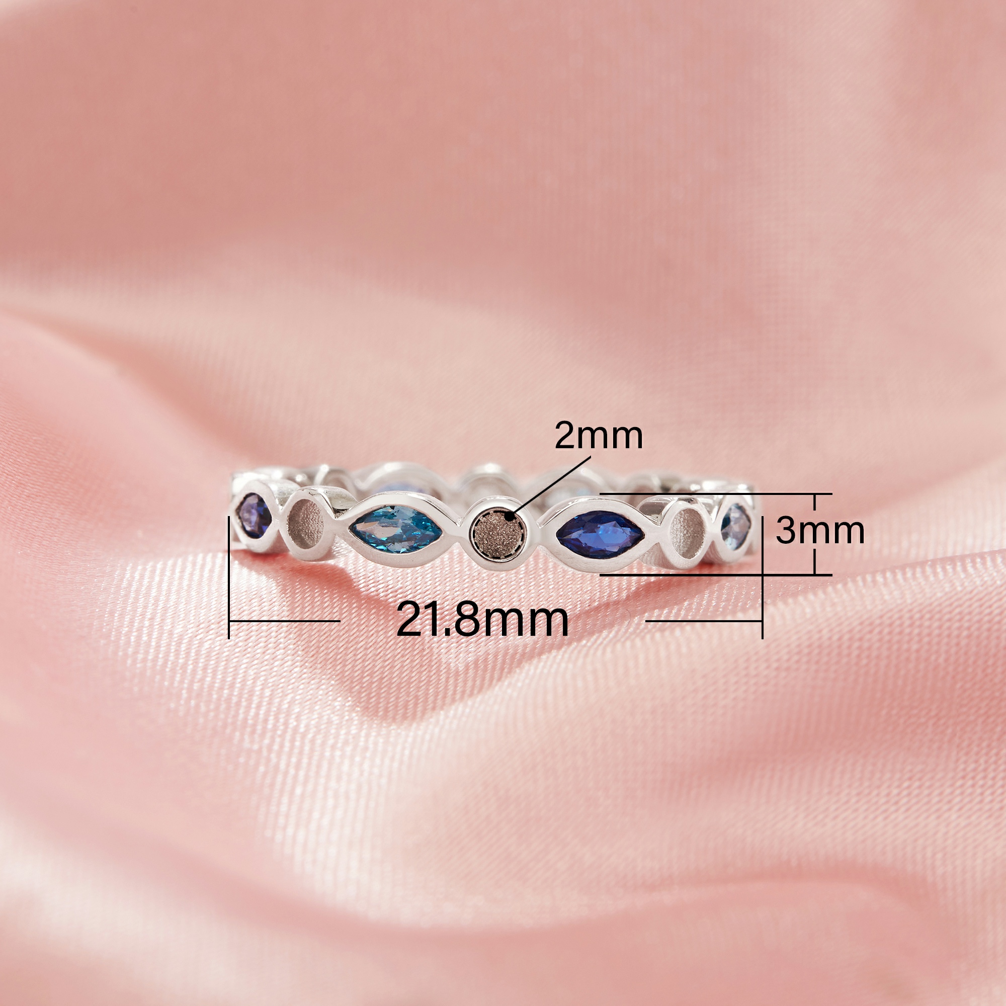 Full Band Keepsake Breast Milk Resin 2MM Round Bezel Ring Settings,Birthstone Solid 925 Sterling Silver Ring,Marquise Art Deco Stackable Eternity Ring 1295080